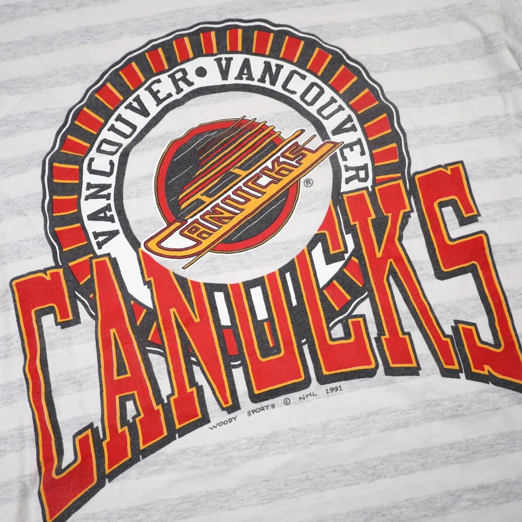 NHL VINTAGE Woody Sports Vancouver Canucks Hockey Graphic T Shirt Mens Large Gray 90s NHL Size US L / EU 52-54 / 3 - 3 Thumbnail