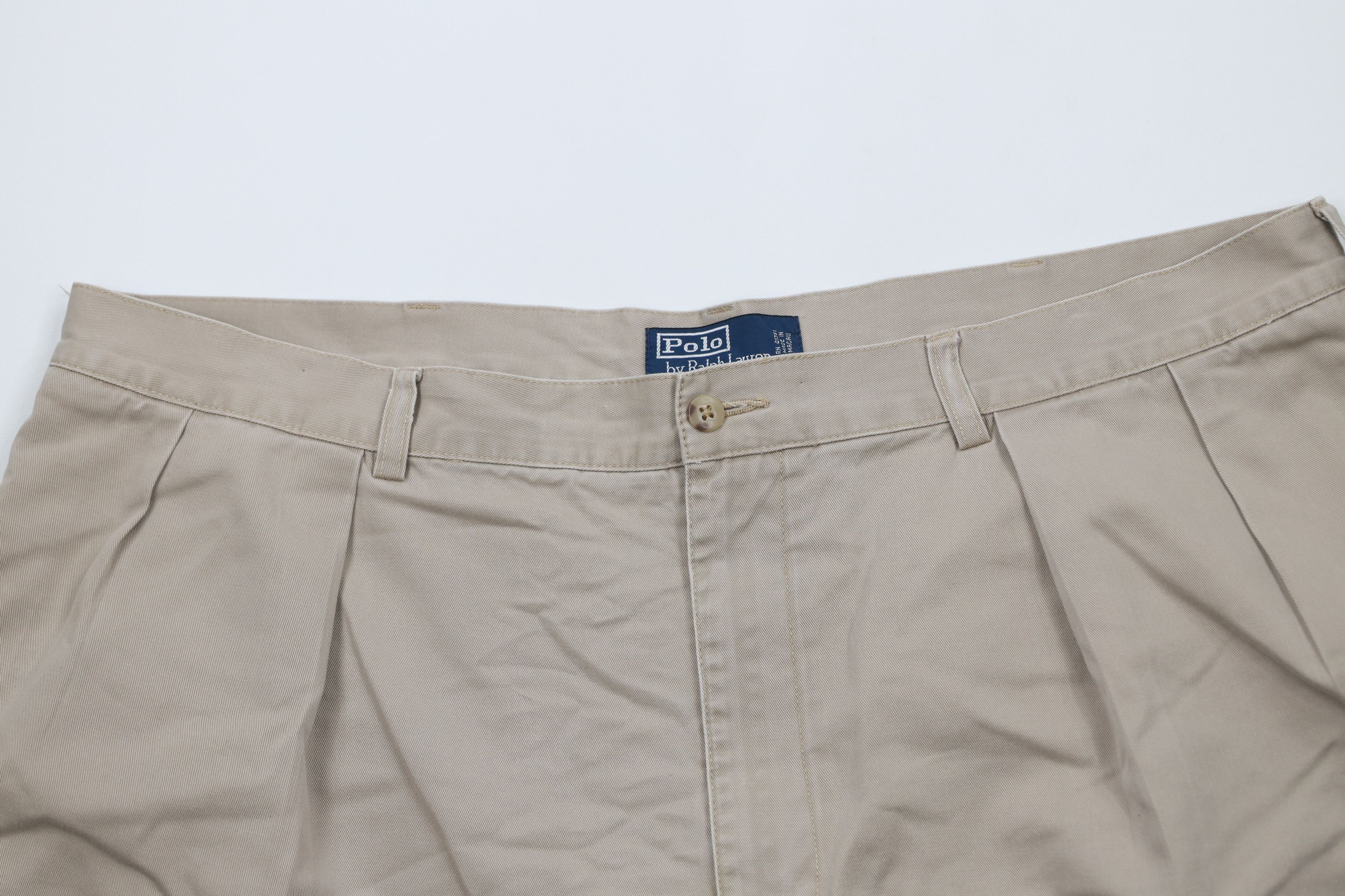 Ralph Lauren × Vintage Vintage 90s Ralph Lauren Knee Cotton Chino Shorts Beige Size US 42 / EU 58 - 2 Thumbnail