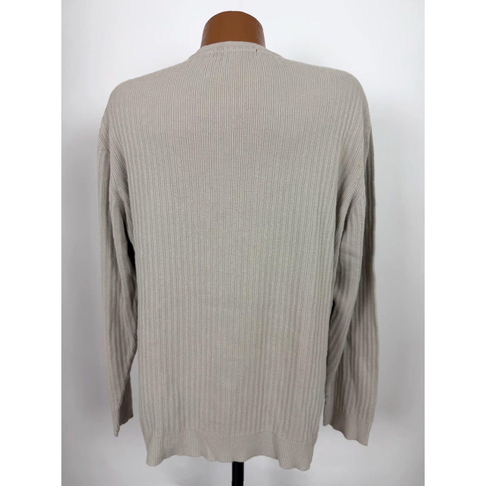 Banana Republic Banana Republic Ribbed Shirt Men XL Beige Cotton Vintage Y2K 90s Preppy Heavyweight Knit Crew Neck T-Shirt - Regular Fit Size US XL / EU 56 / 4 - 7 Thumbnail
