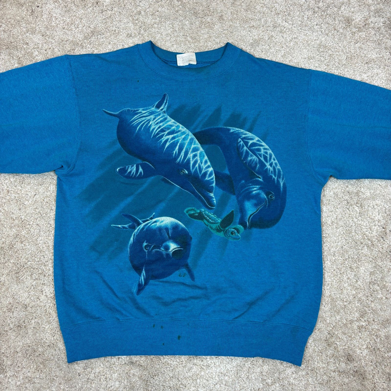 Hanes × Vintage Vintage 80s Dolphin Turtle Ocean Crewneck Sweatshirt Men's M Size US M / EU 48-50 / 2 - 2 Thumbnail