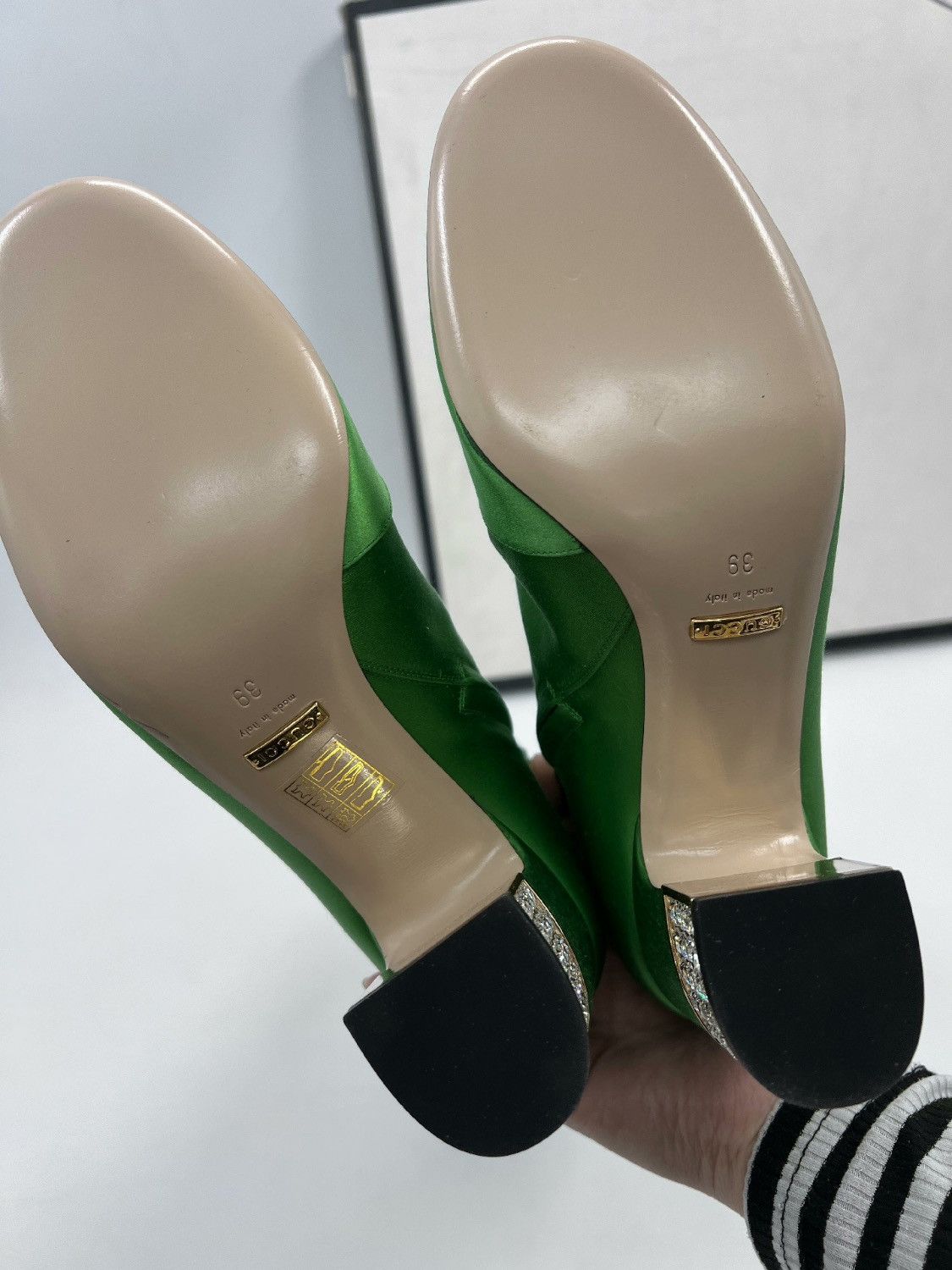 Gucci Runway Lime Green Dragon Boots With Sparkly Bows Size US 7.5 / IT 37.5 - 12 Thumbnail