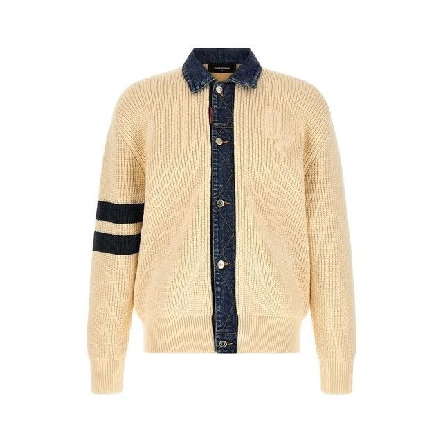 Dsquared2 DSQUARED2 Denim Mix D2 Beige Cardigan New & Authentic (Men's Size US L / EU 52-54 / 3 - 1 Thumbnail