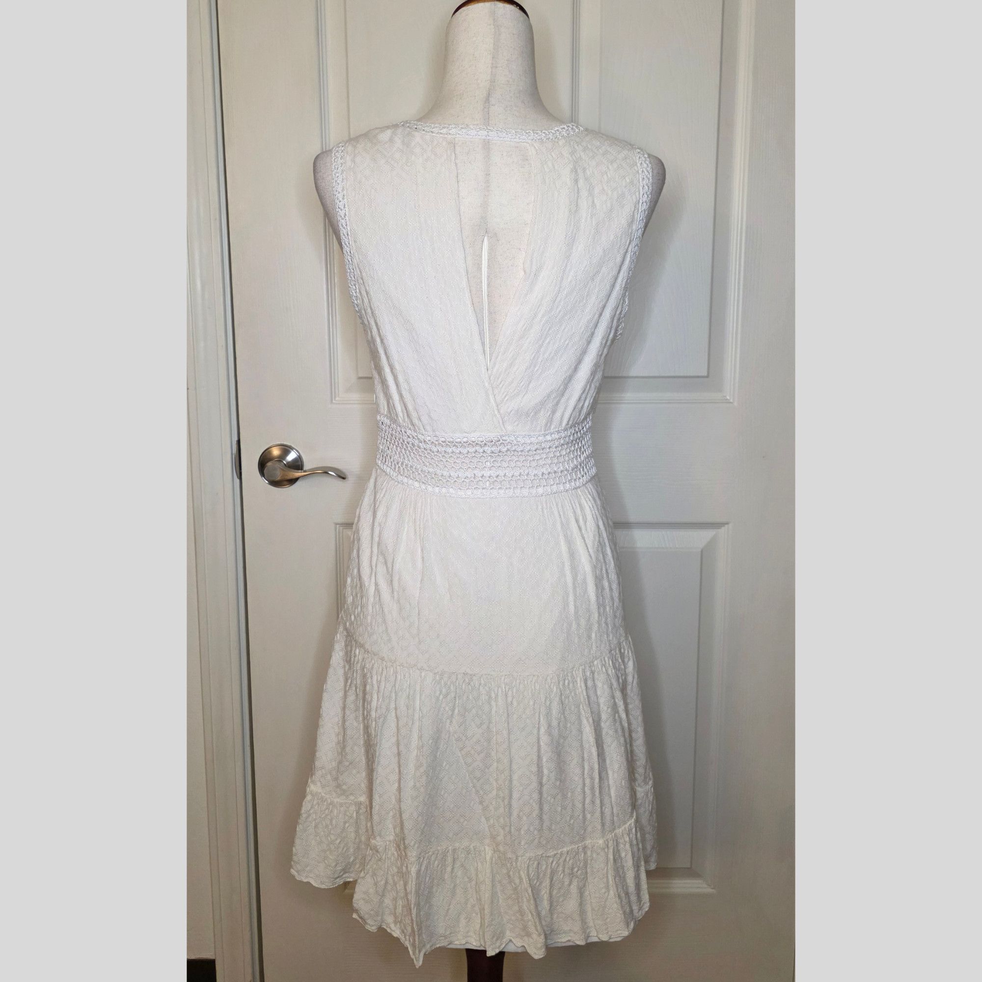 Sandro Sandro Paris White Embroidered Sleeveless Mini Dress Size L / US 10 / IT 46 - 3 Thumbnail