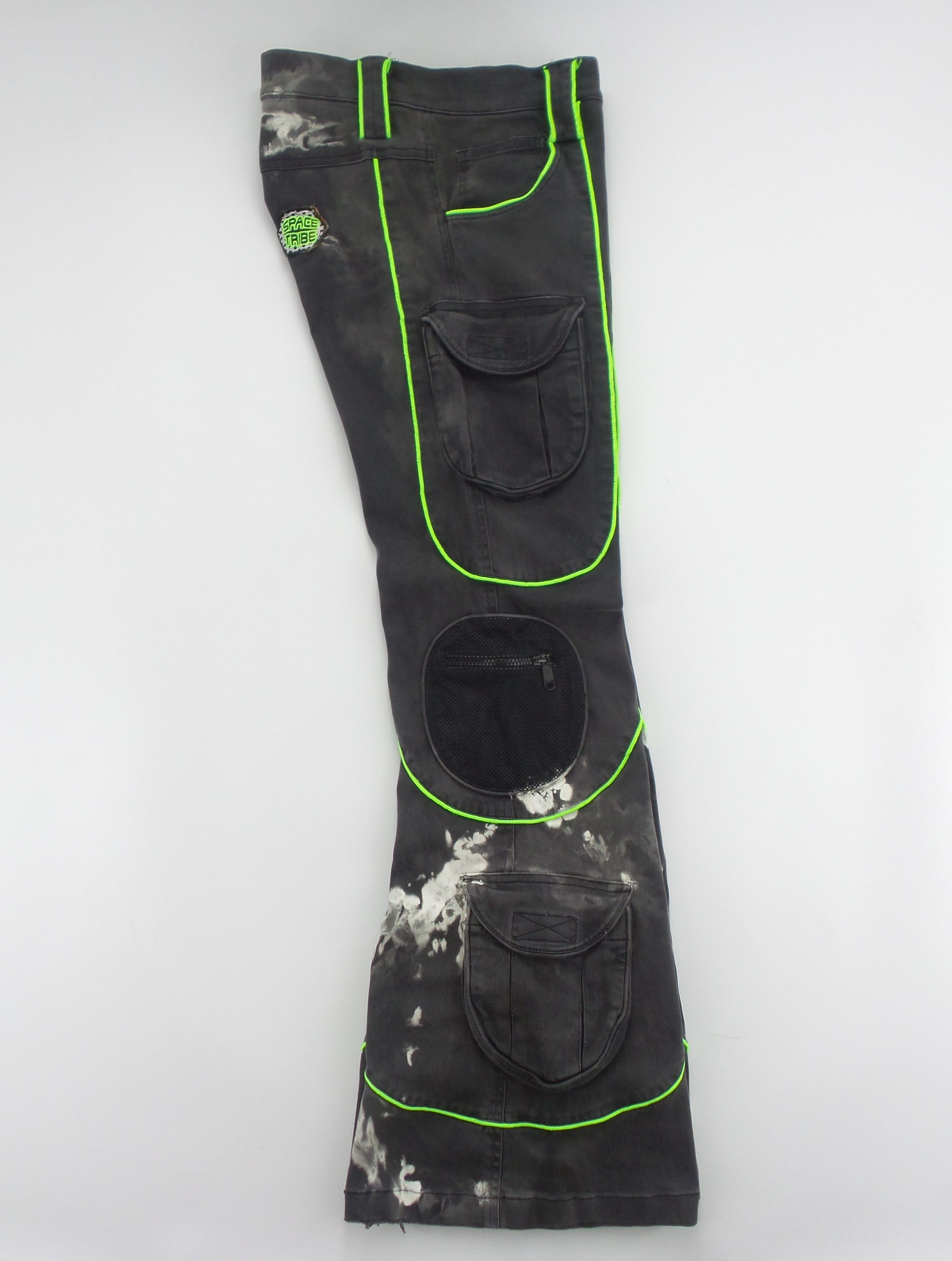 SPACE TRIBE Y2K Multi Pockets Flared Cargo Pants W31xL41