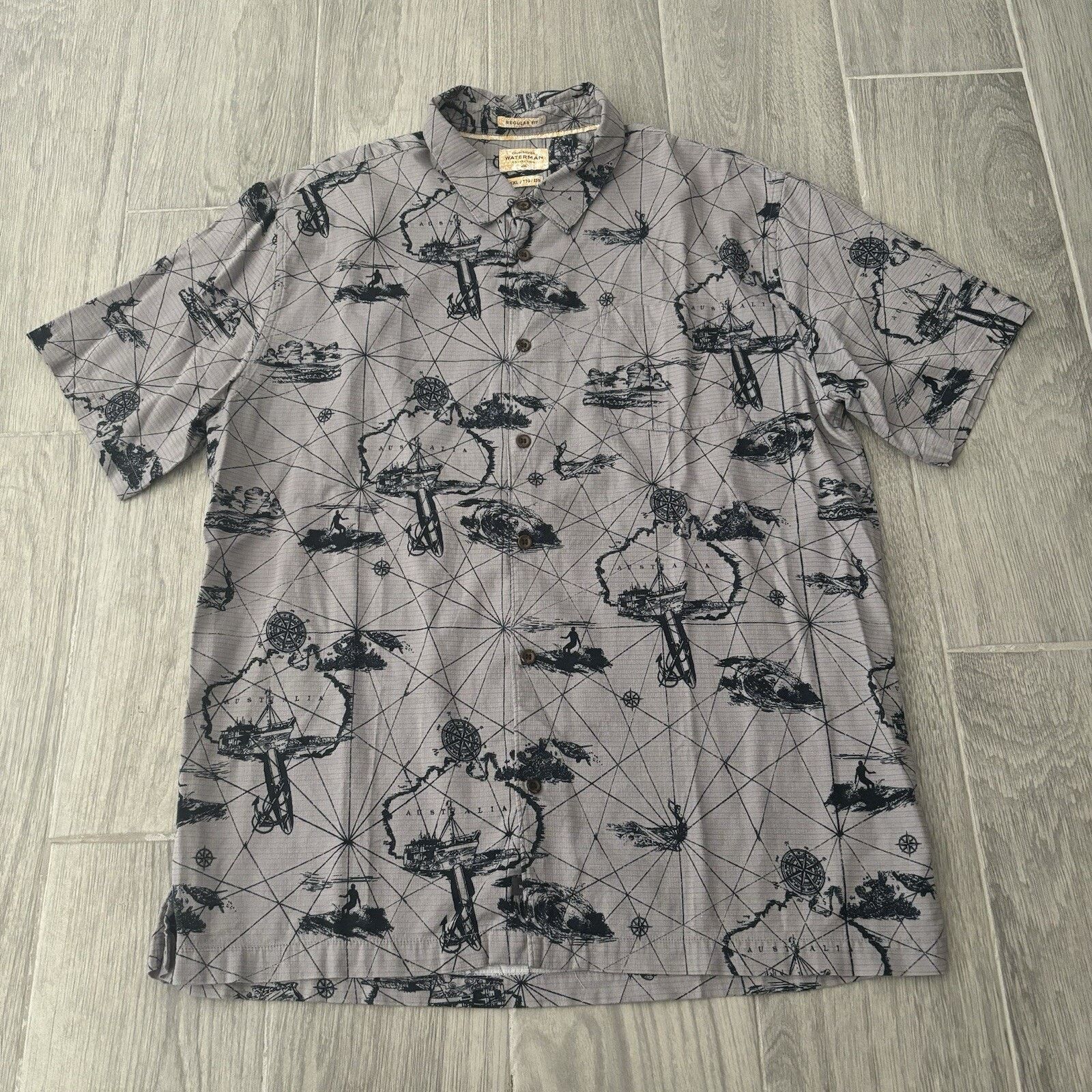 Quiksilver Quiksilver Men’s XXL Waterman Collection Grey Waves Shirt Size US XXL / EU 58 / 5 - 1 Thumbnail