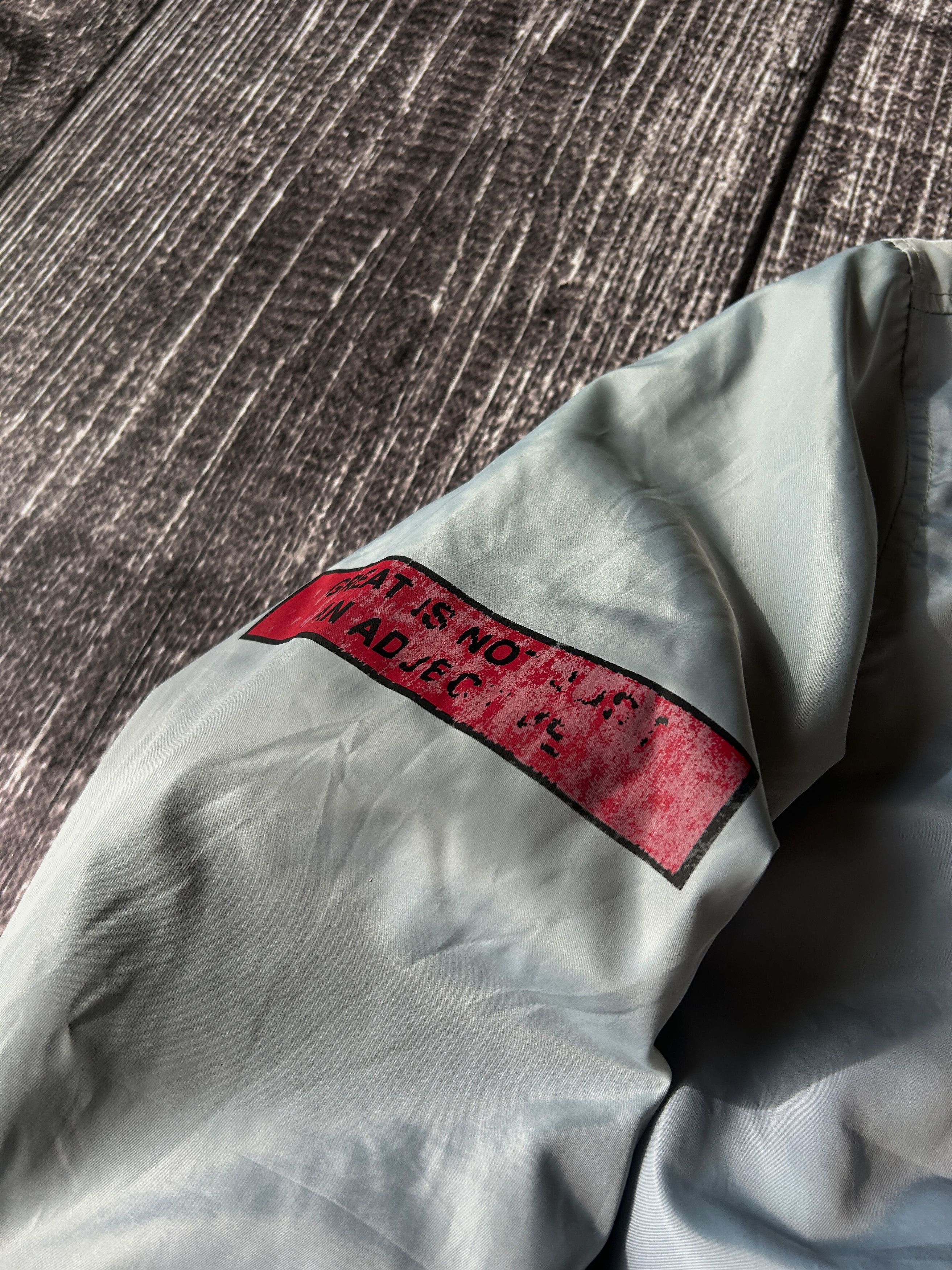 Japanese Brand Light Gray Bomber Jacket Minimal Zip Up Streetwear Outerwear Size US L / EU 52-54 / 3 - 6 Thumbnail