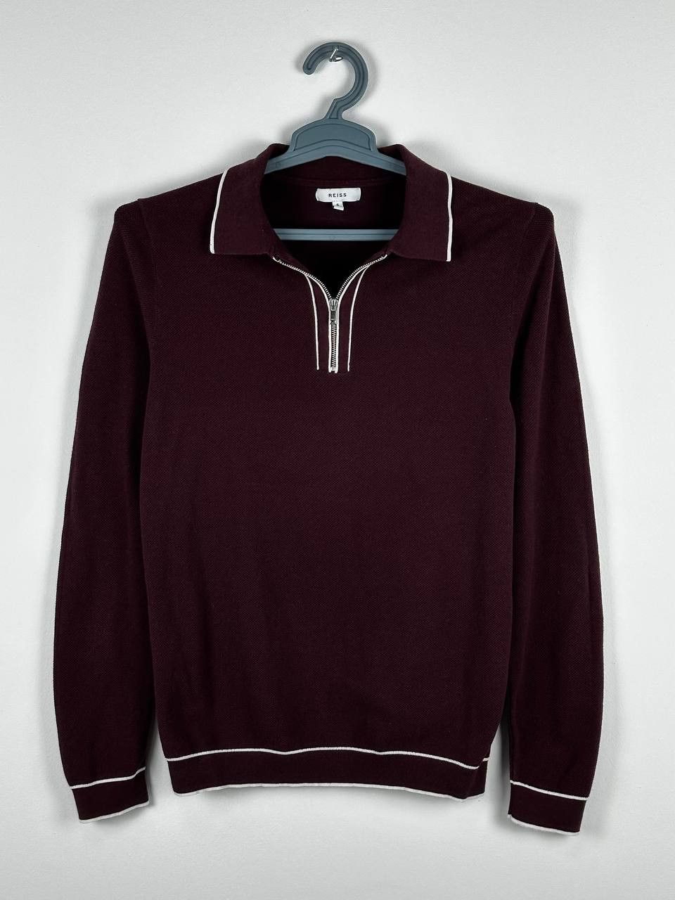Reiss Reiss “Jason” long sleeve Zip polo In Burgandy Size US S / EU 44-46 / 1 - 1 Thumbnail