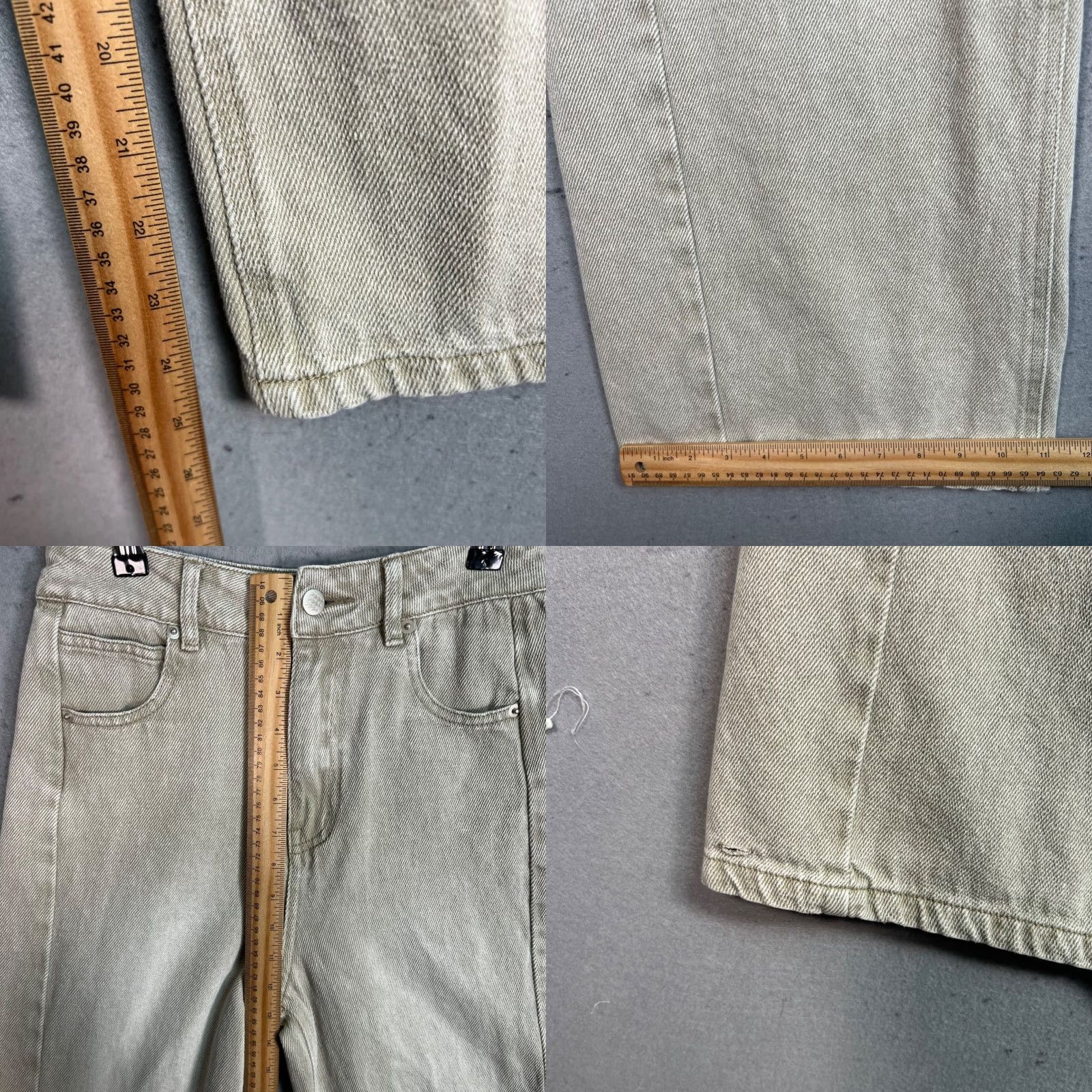 Denime VINTAGE Pazzo Womens Medium Wide-Leg Khaki Denim Jeans 100% Cotton Casual High-Rise Size 32" / US 10 / IT 46 - 8 Thumbnail