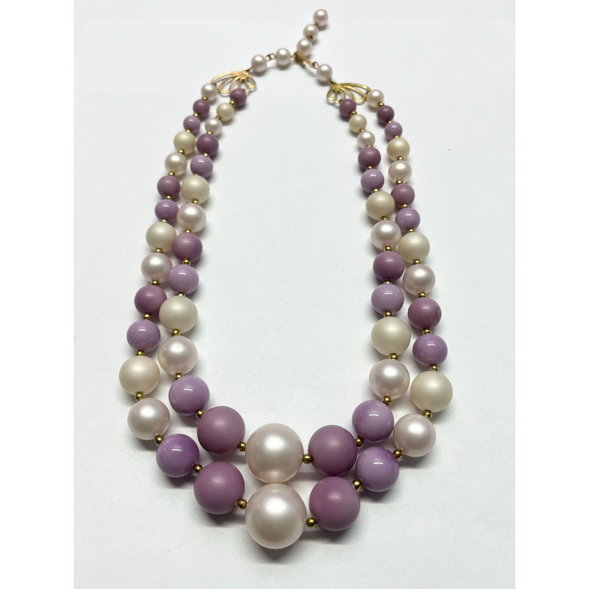 Vintage beaded purple double strand necklace