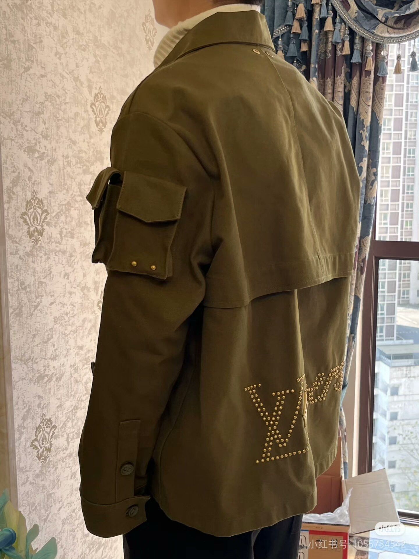 lv x pharrell military green jacket