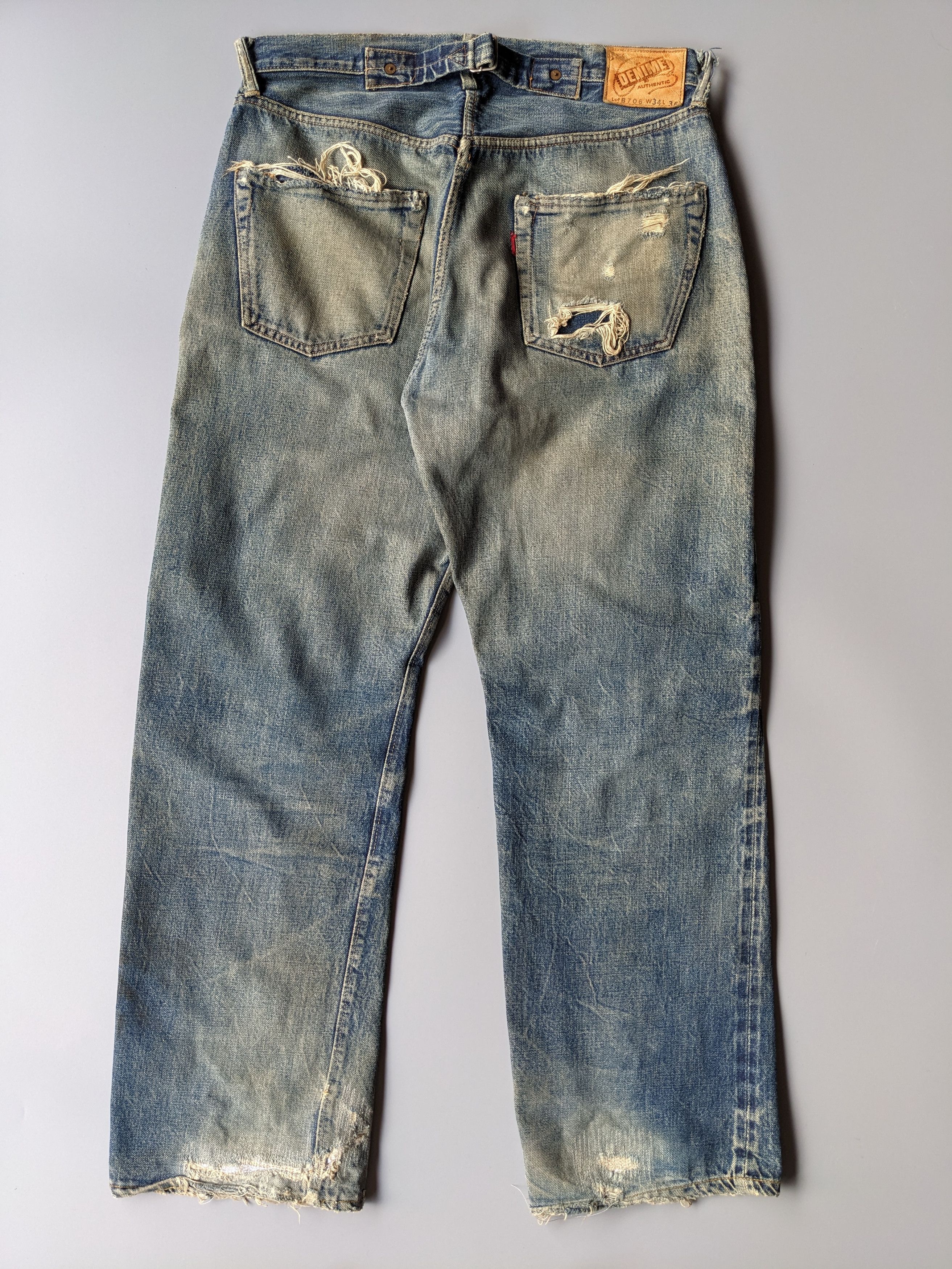 Denime Vintage DENIME distressed ripped selvedge jeans Size US 32 / EU 48 - 2 Thumbnail