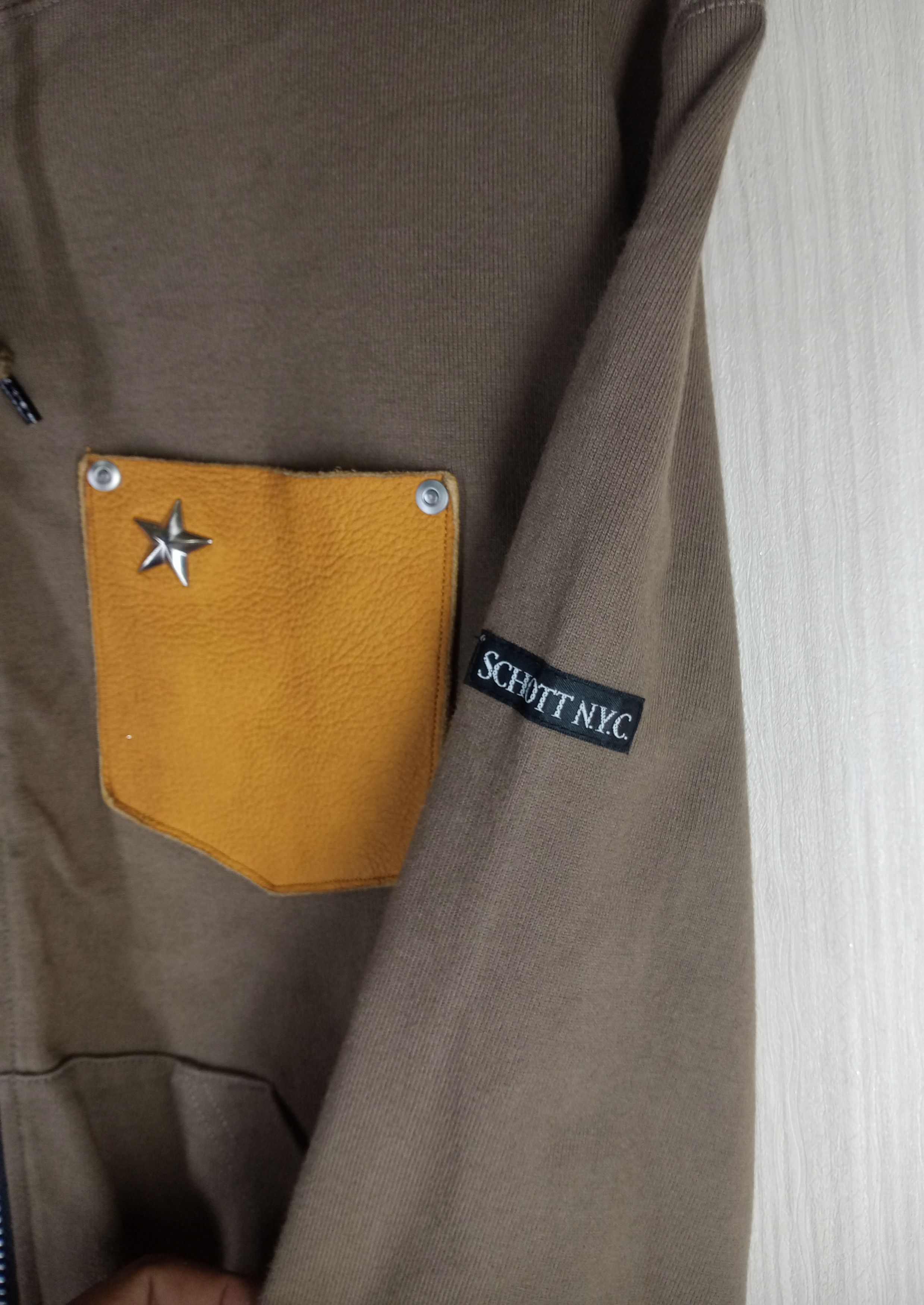 Schott Rare Vintage Schott N.Y.C Leather Pocket Zipper Hoodie Size US S / EU 44-46 / 1 - 9 Thumbnail