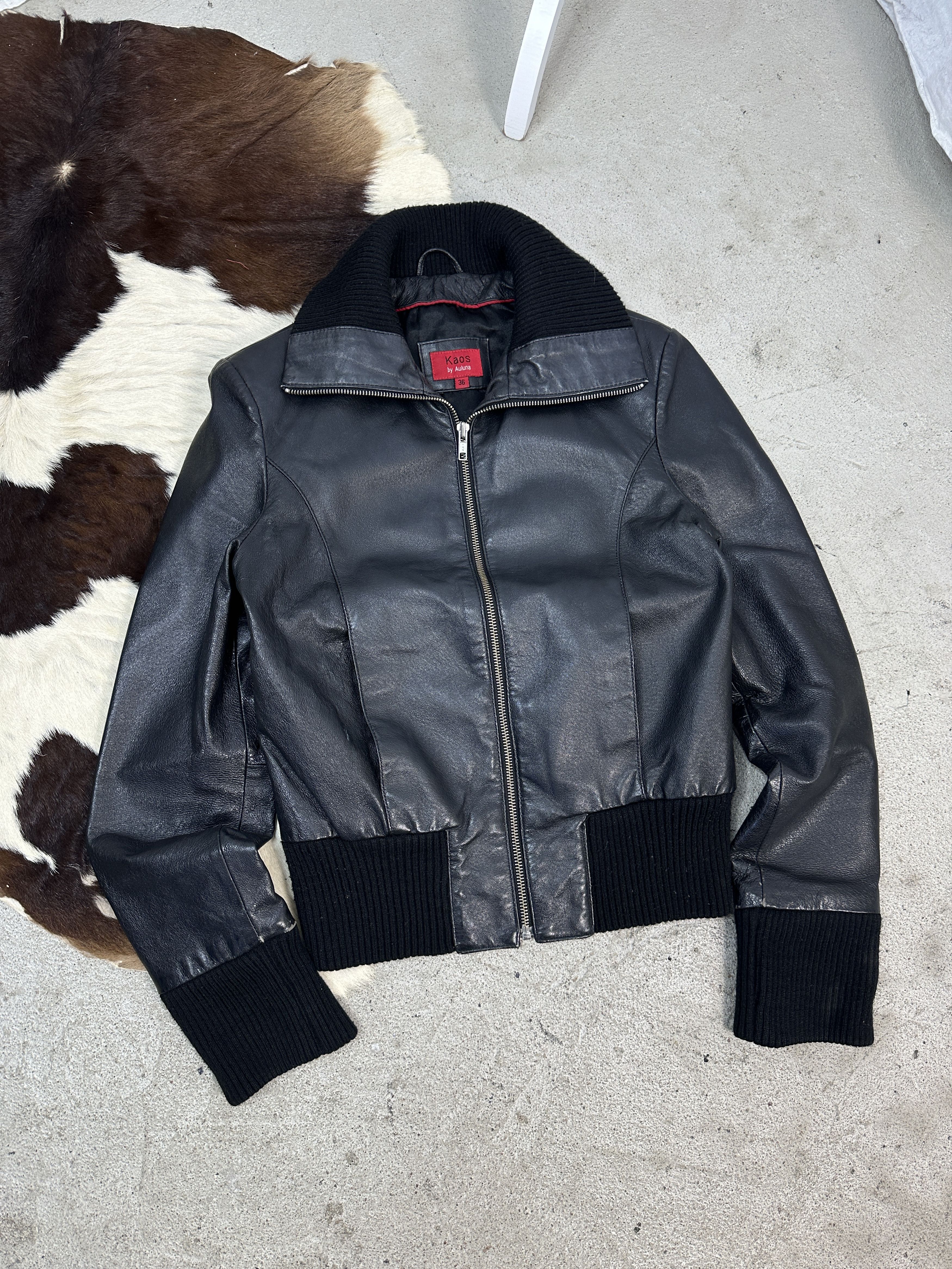 Vintage Vintage Moto Biker Grunge Y2K Big Collar Leather Jacket Size US S / EU 44-46 / 1 - 1 Thumbnail