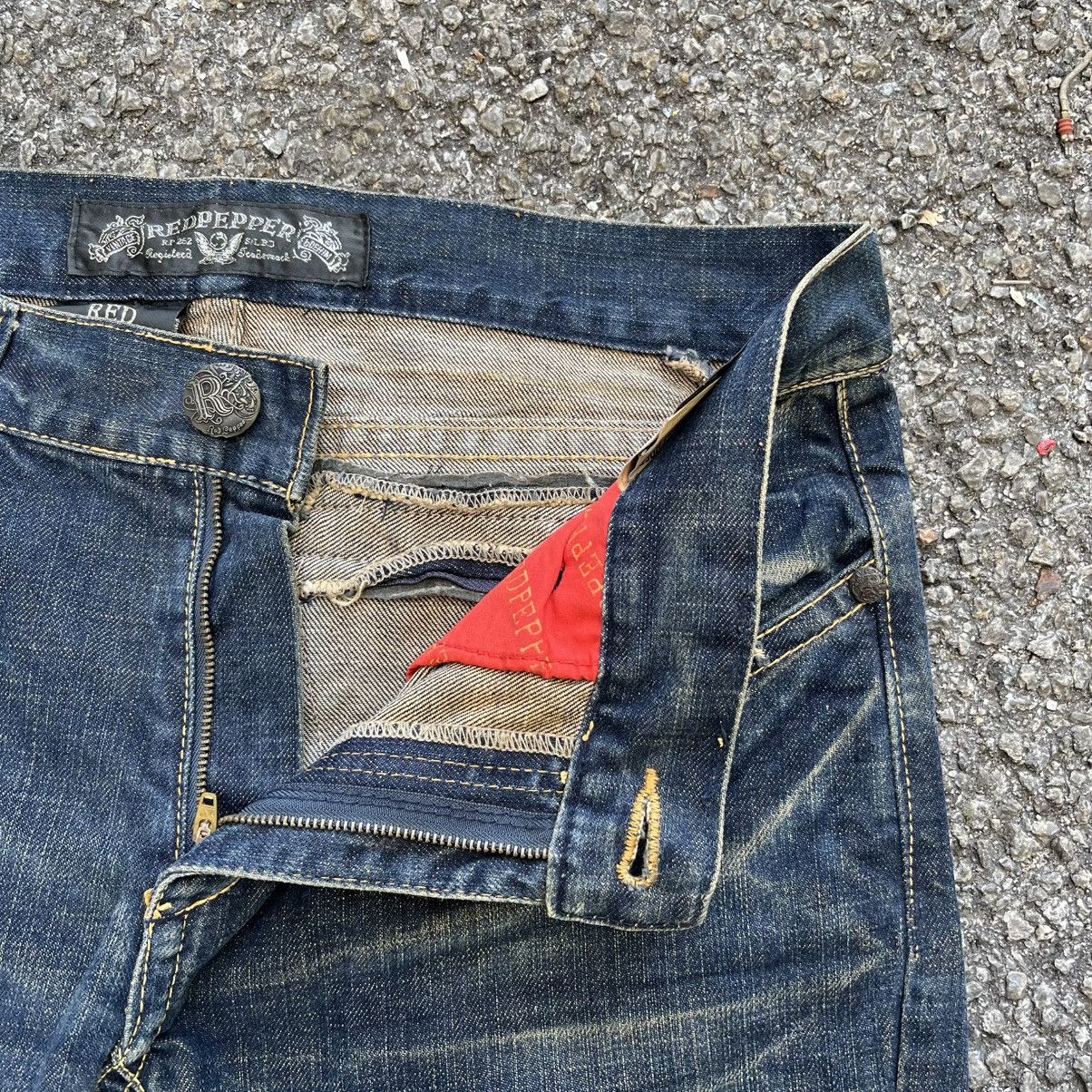 Hysteric Glamour Red Pepper Jeans Gold Label Denim Man’s Clawmark Faded Blue Size US 33 - 10 Thumbnail