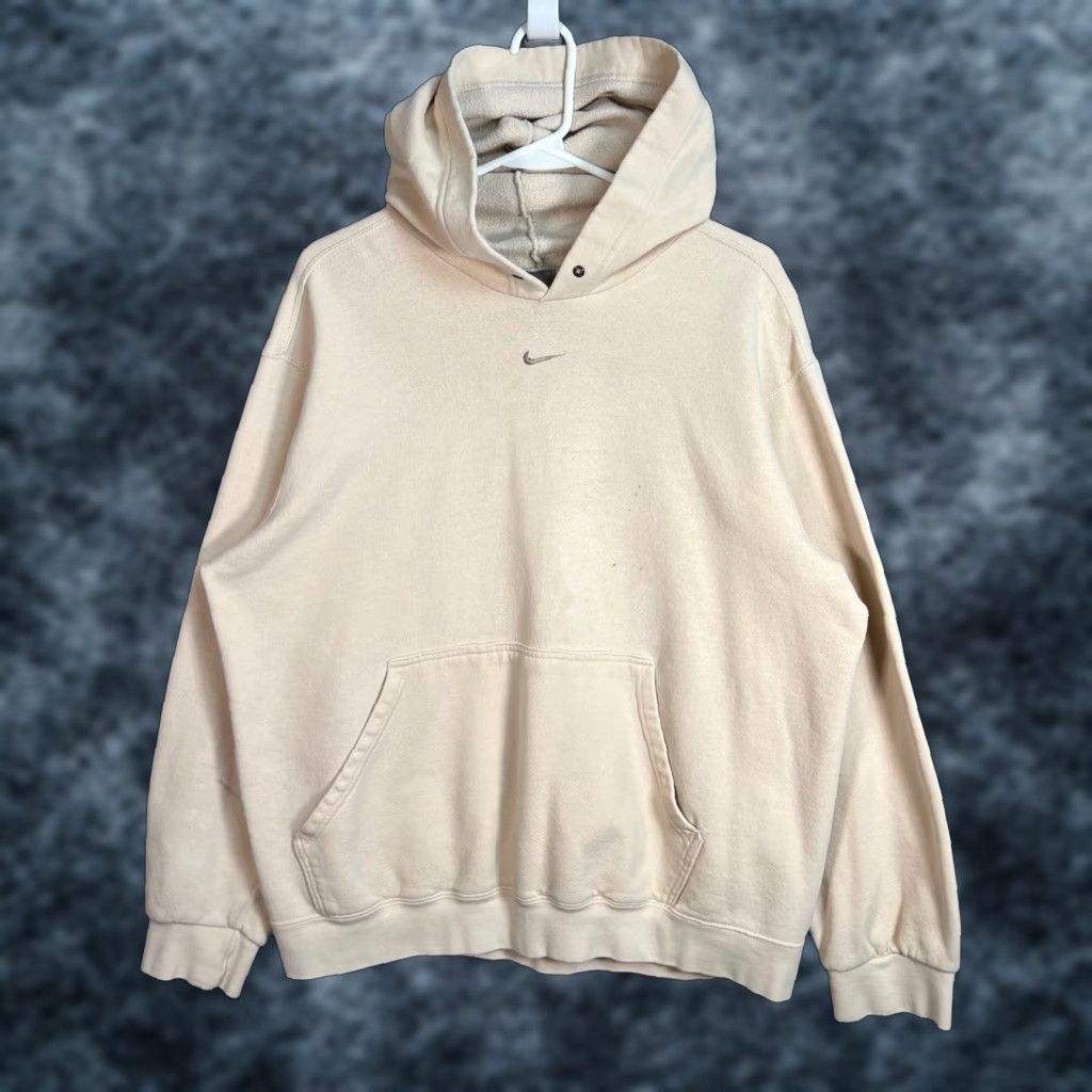Nike Nike Hoodie Mens Large Pullover Ivory White Tonal Center Swoosh Sweatshirt Sportswear Fleece Crew Neck Hooded Size US L / EU 52-54 / 3 - 1 Thumbnail