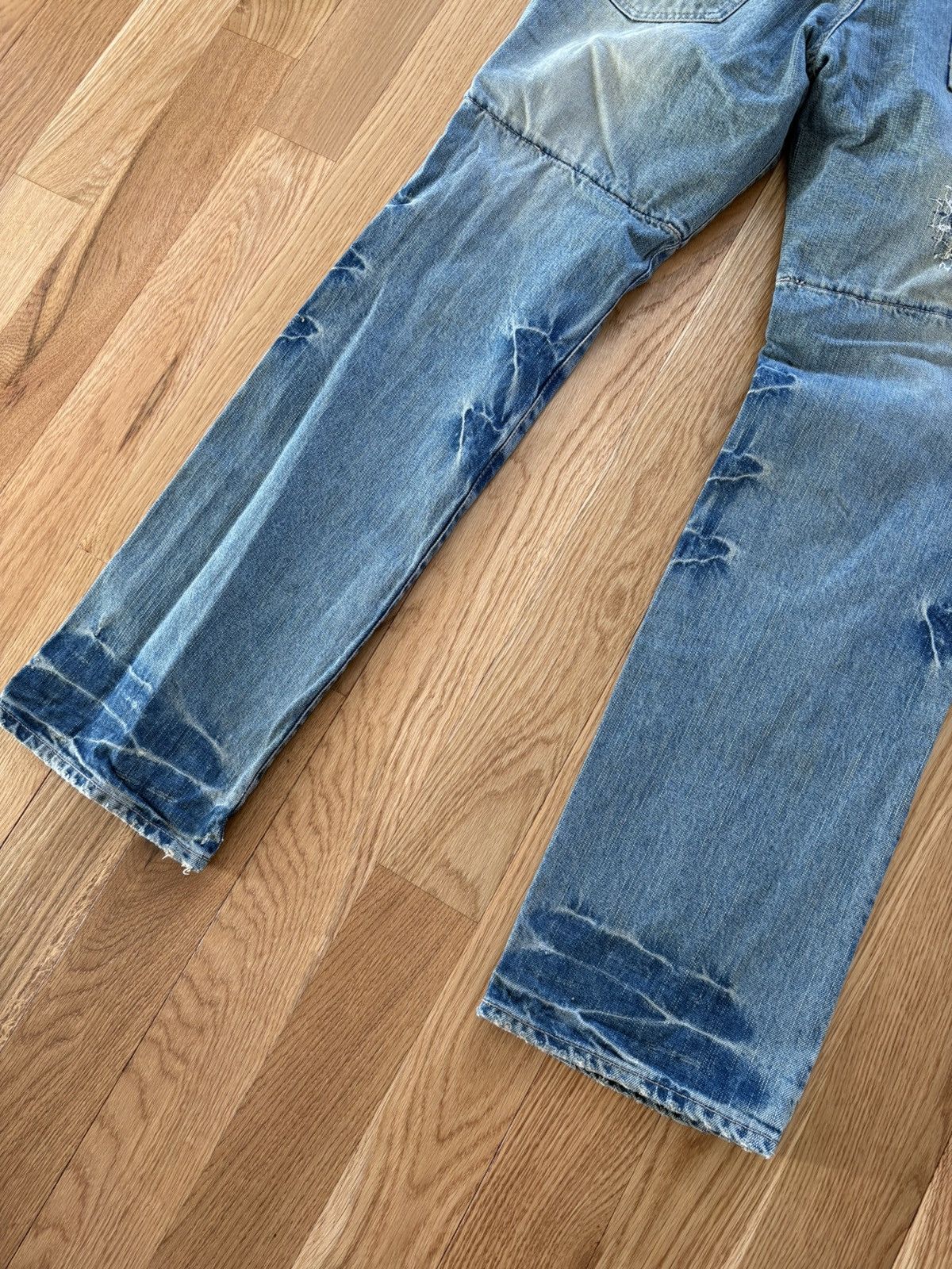 PPFM PPFM Double Waist Distressed Jeans Faded Denim XL 36x32 Size US 36 / EU 52 - 14 Thumbnail
