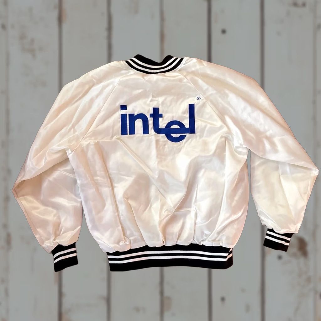 J Brand VINTAGE Satins Brand Button Up Jacket White Large Satin Coat Made In USA INTEL Jacket Size US L / EU 52-54 / 3 - 1 Thumbnail
