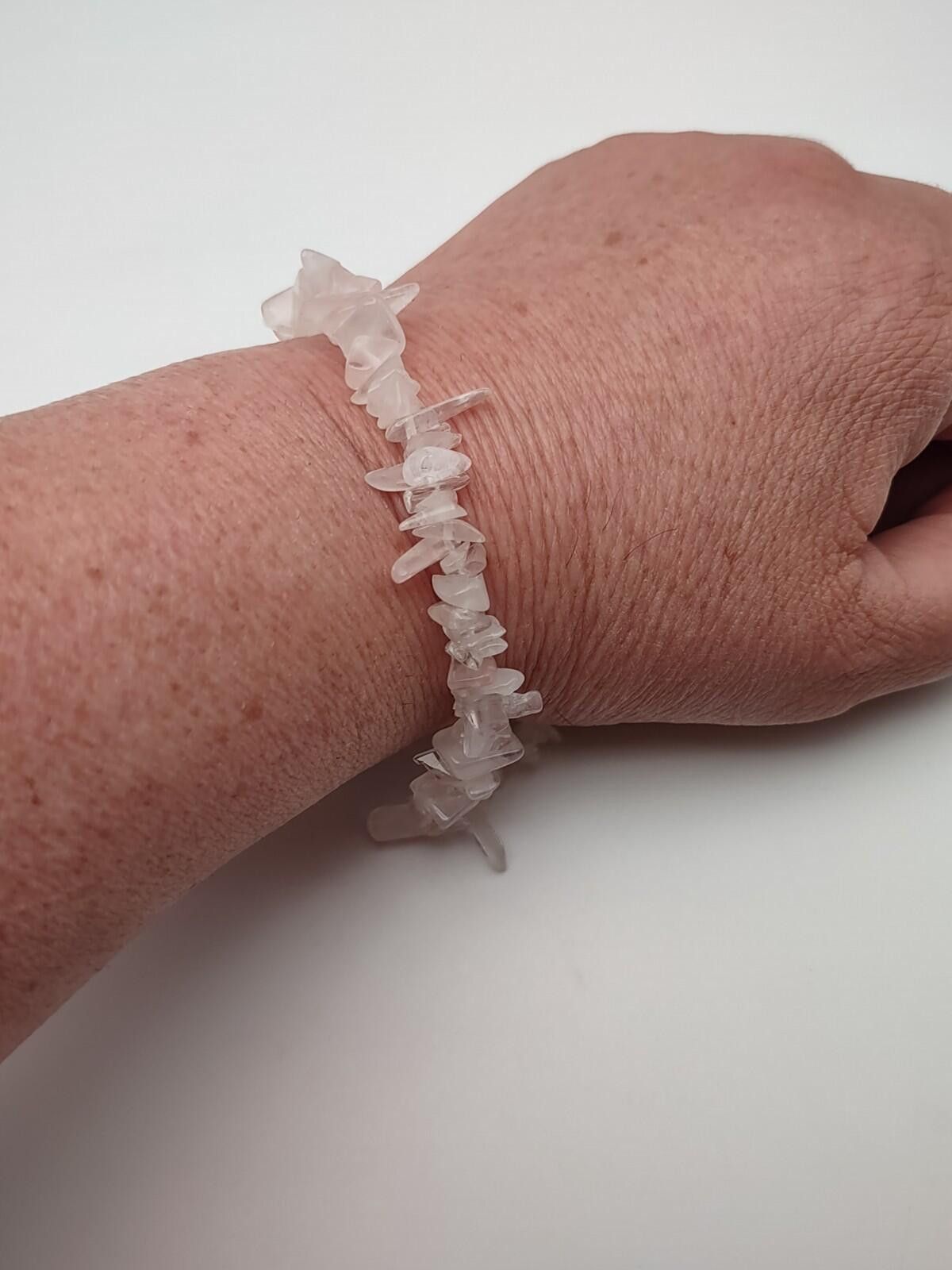 The Unbranded Brand Sterling Silver & Rose Quartz Chip Bracelet Heart Initial A Size ONE SIZE - 6 Thumbnail