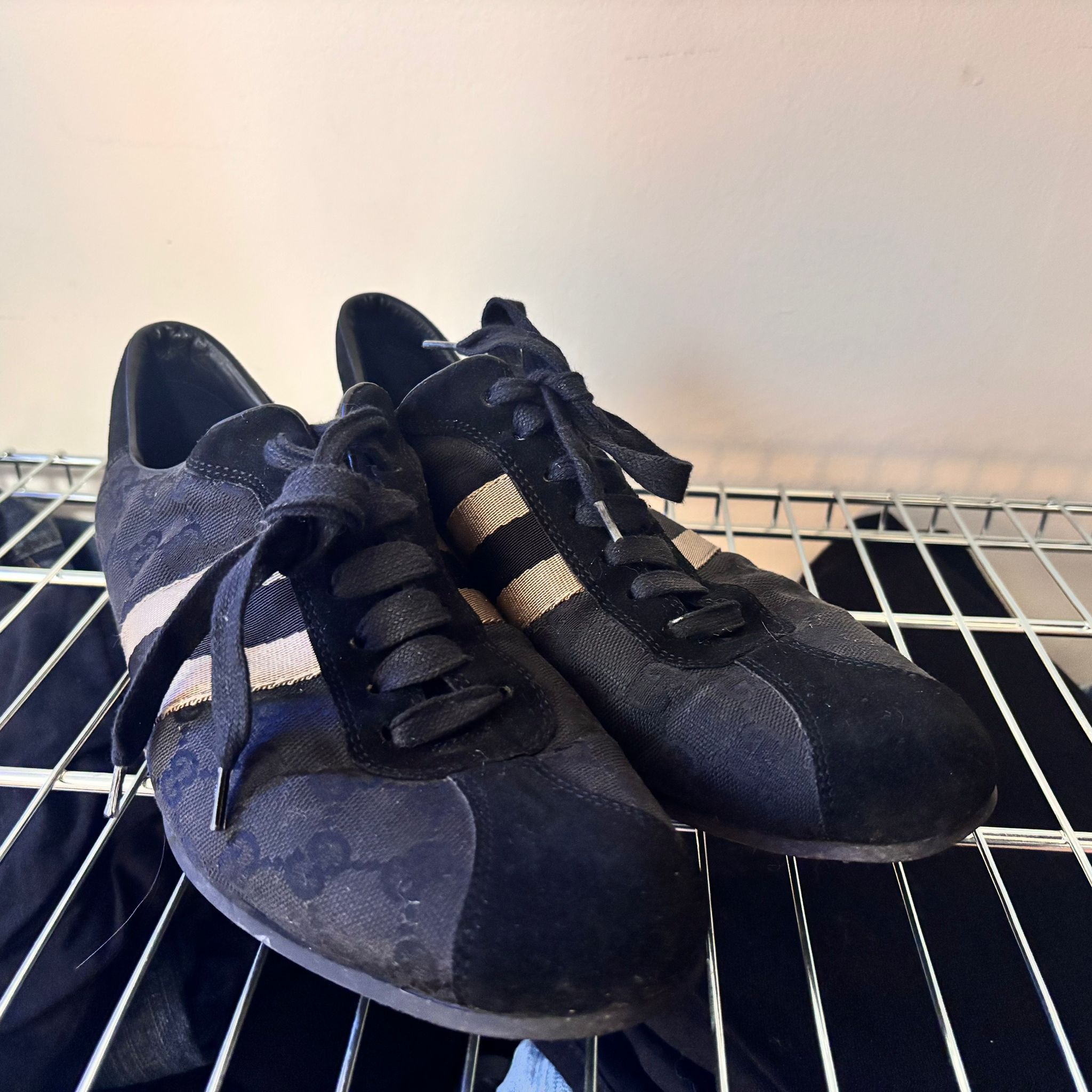 Gucci Guggi black canvas monogram sneakers Size US 8 / IT 38 - 1 Thumbnail
