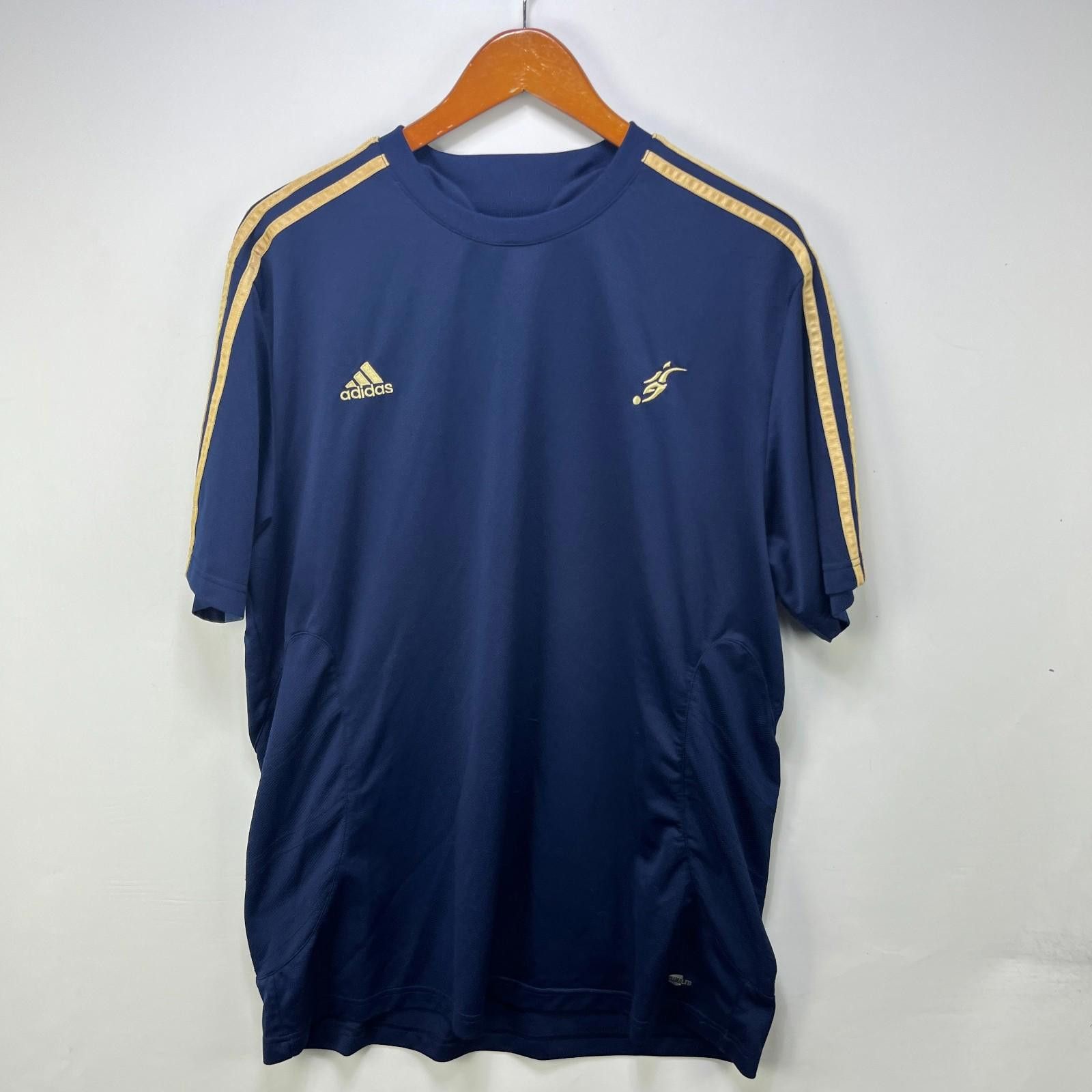 Adidas Vintage Adidas Jersey Navy Gold Stripes Soccer Shirt X Size ONE SIZE - 1 Thumbnail
