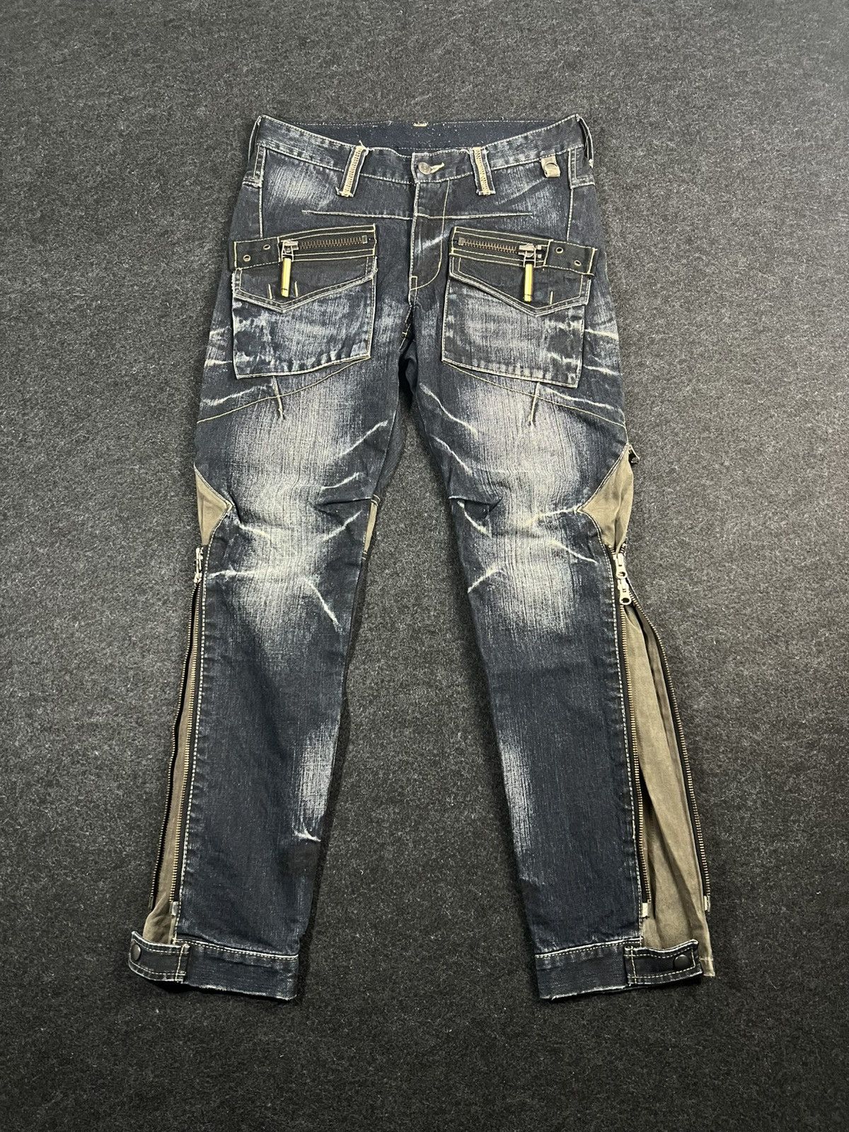 PPFM PPFM Punk Double Zip Bondage Jeans Distressed LGB Size US 31 - 1 Thumbnail
