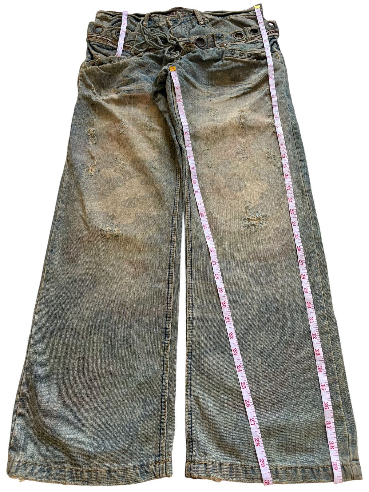 If Six Was Nine Vintage Japanese Brand Double Waist Mud Wash Baggy Jean Size US 33 - 15 Thumbnail