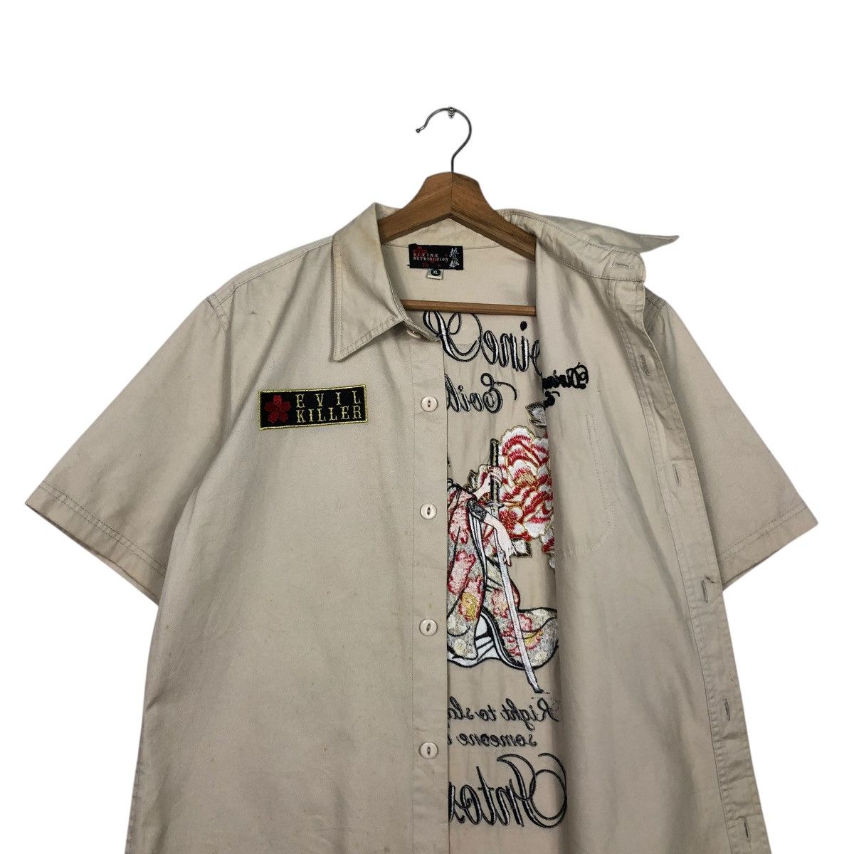 Hysteric Glamour 🔥VINTAGE WORK SHIRT BOWLING BUTTON UPS DIVINE RETRIBUTION Size US XL / EU 56 / 4 - 14 Thumbnail