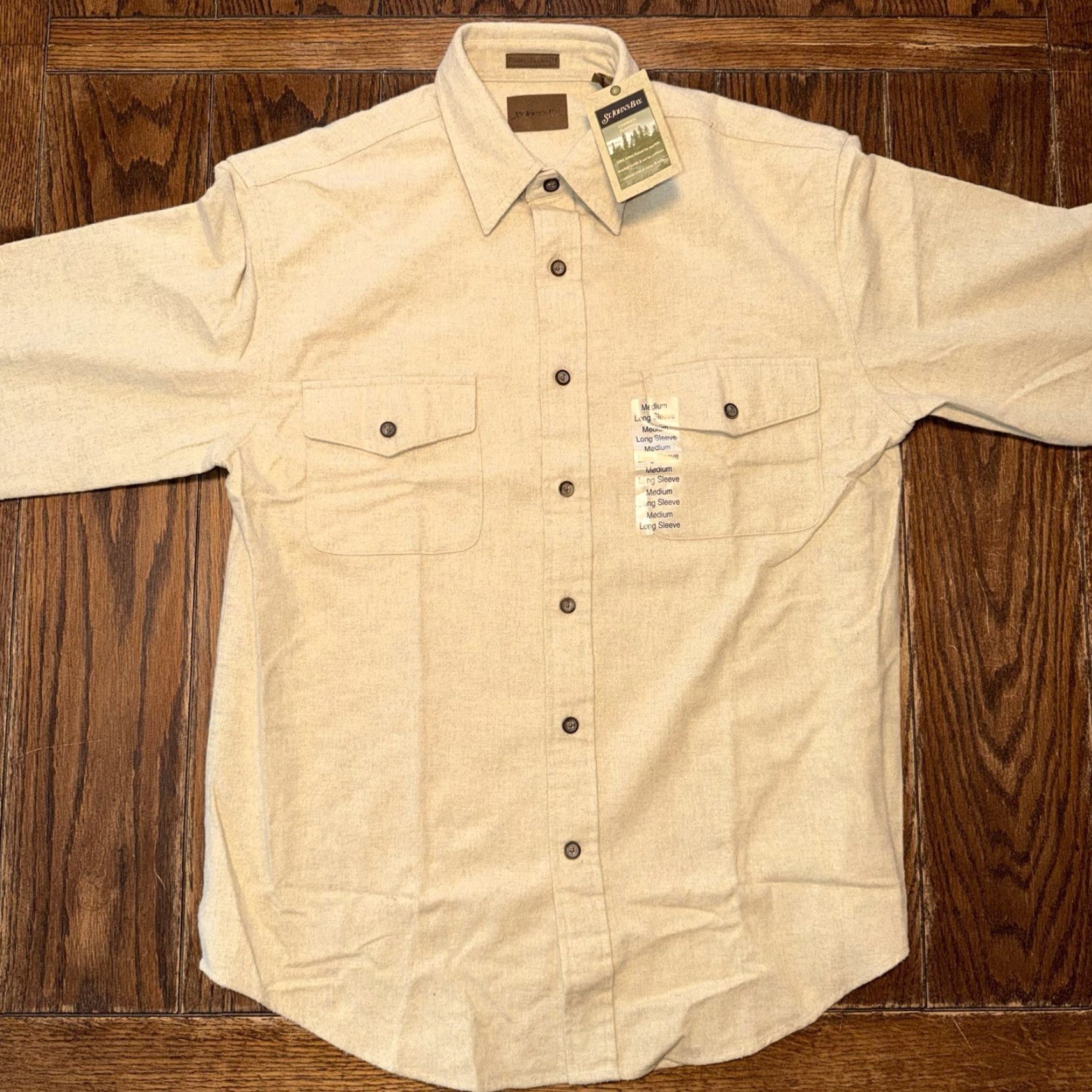 Vintage St. John's Bay Chamois Cloth Shirt Mens Medium Button-Up Vanilla Heather NWT Size US M / EU 48-50 / 2 - 2 Thumbnail
