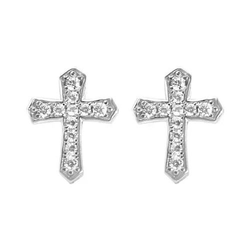 Jewelry × Sterling Silver 925 Silver Plated Cross Stud Earrings for Men Women Size ONE SIZE - 3 Thumbnail