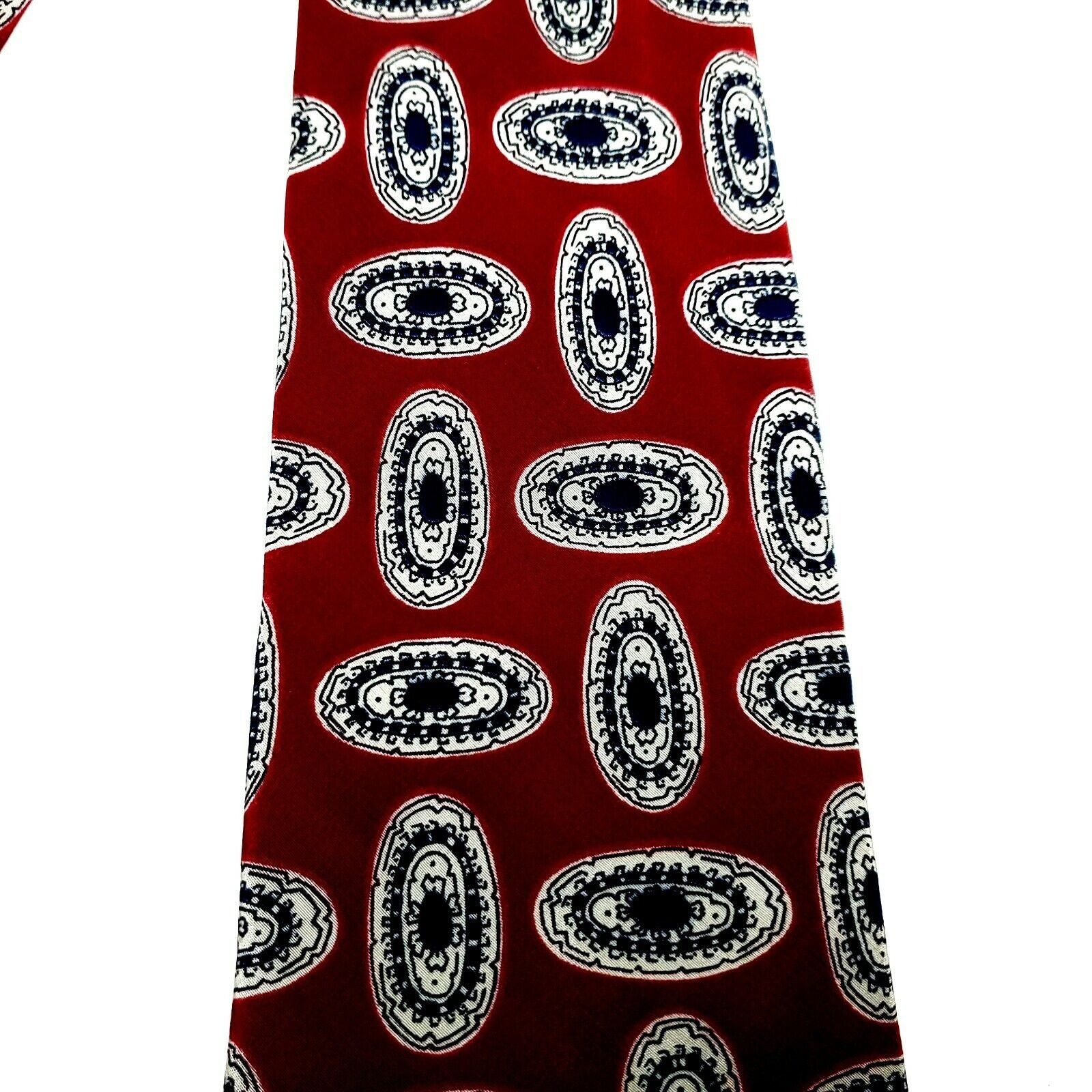 Lanvin DAMAGED Lanvin Silk Tie Print Maroon Red Geometric Short Size ONE SIZE - 2 Thumbnail