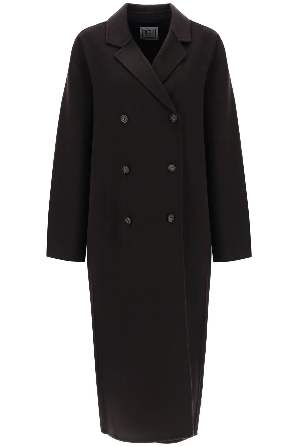 image of Toteme Oversized Double-Breasted Wool Coat in Espresso, Women's (Size Small)