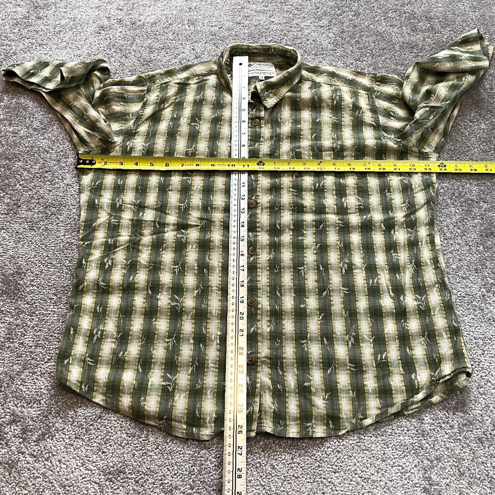 Vintage Columbia Button-Up Shirt Mens XL Green Plaid 3/4 Sleeve Collared Casual Knit Cotton Size US XL / EU 56 / 4 - 4 Thumbnail