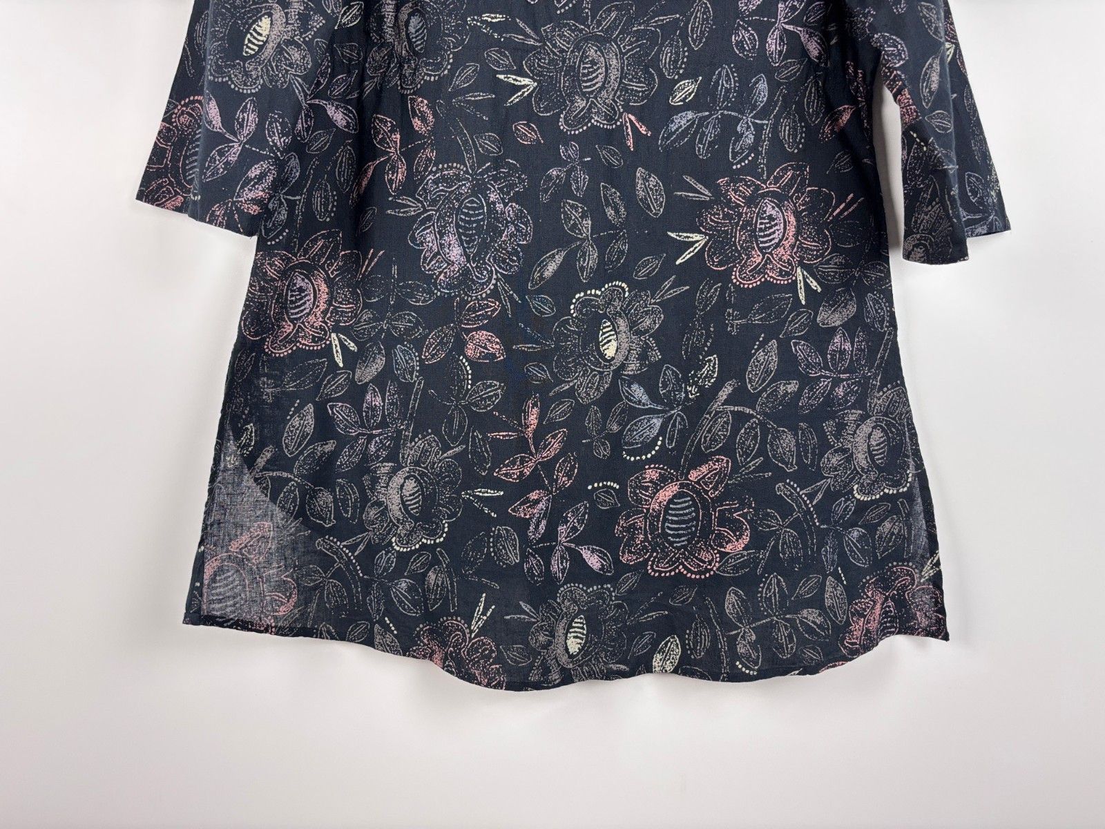 Gudrun Sjoden Gudrun Sjoden Floral Cotton Linen Black Dress Tunic Size M Size M / US 6-8 / IT 42-44 - 8 Thumbnail