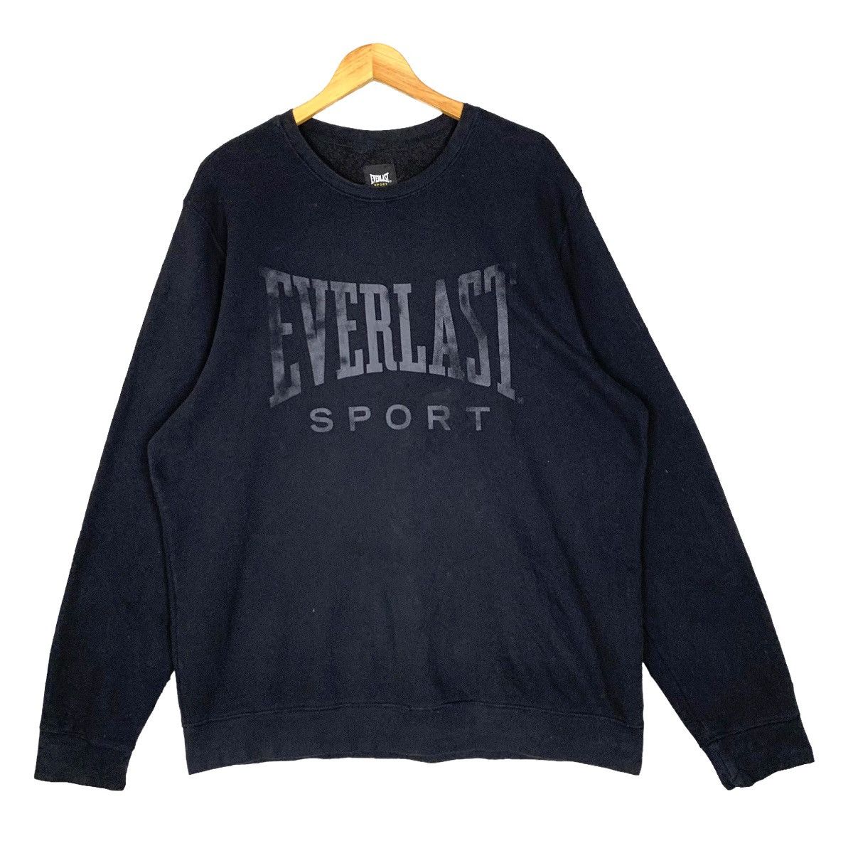 image of Designer Everlast Sport Crewneck Sweatshirt Size XL in Black, Men's