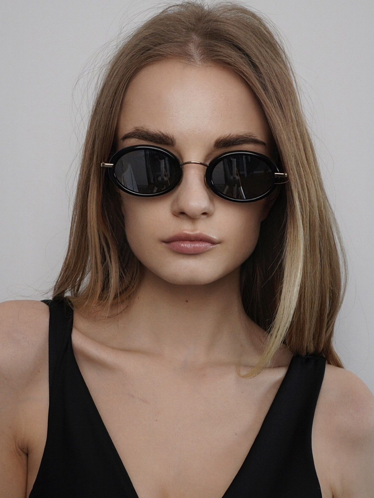 image of Dior Oval Sunglasses Mirror Black&gold, Women's