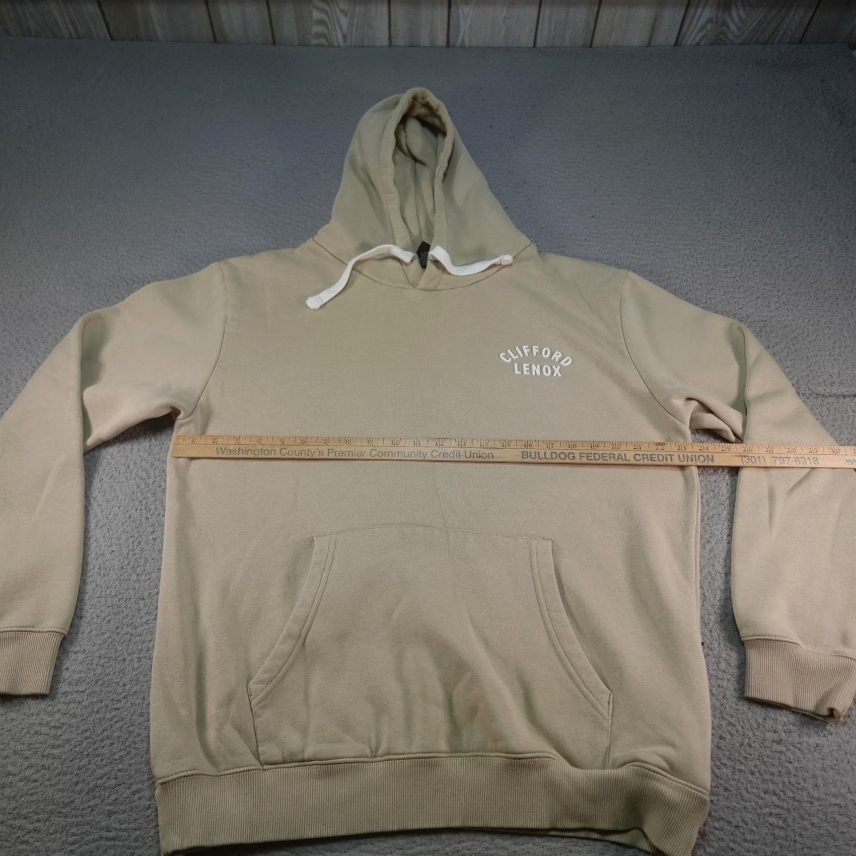 Vintage Clifford Lenox Hoodie Mens XL Beige Pullover Fleece Logo Sweatshirt Pockets Hooded with Drawstring Size US XL / EU 56 / 4 - 6 Thumbnail