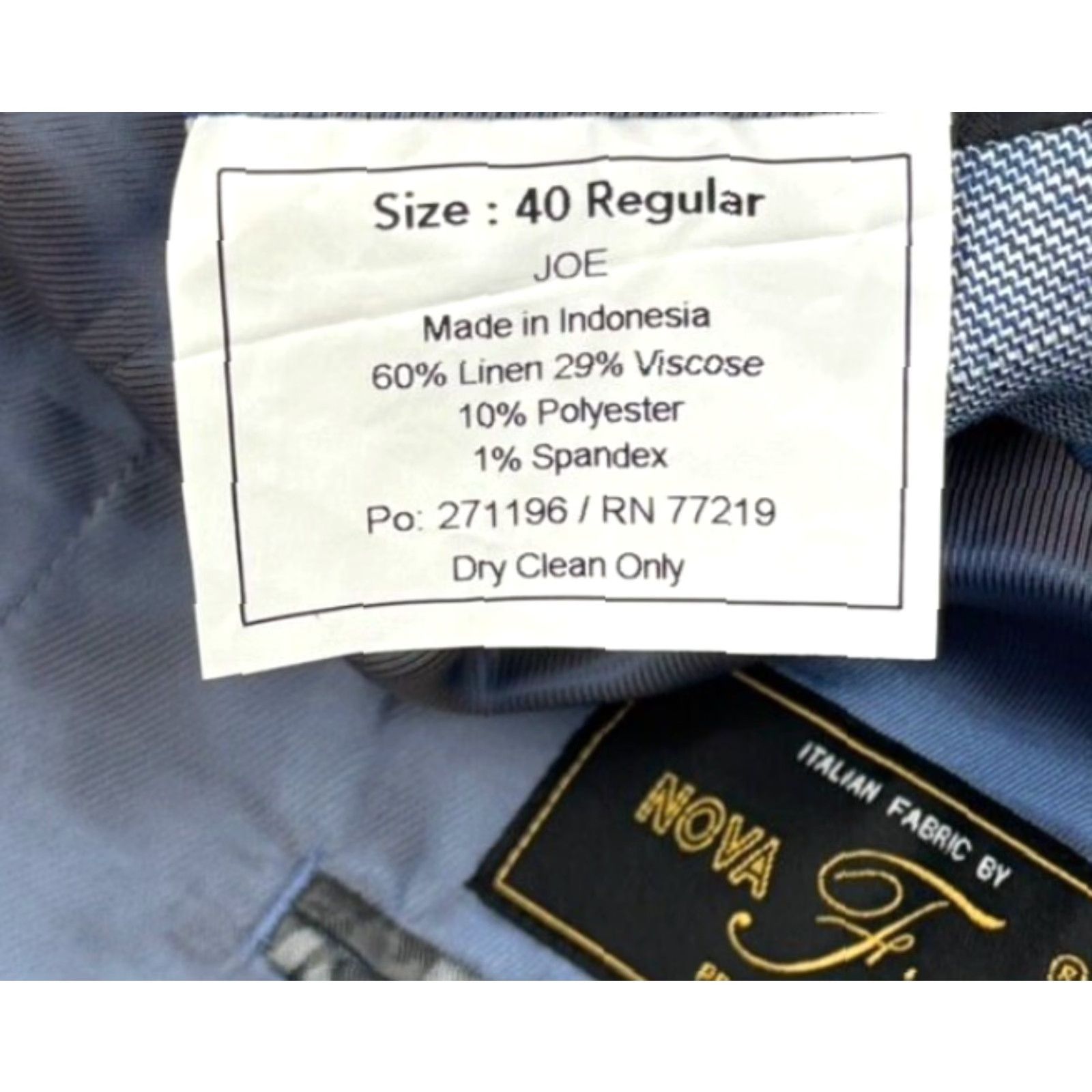 Vintage Nova Fides Blazer Jacket Men 40R Blue Linen Blend 2-Button Notch Lapel Regular Fit Vintage: No Size 40R - 6 Thumbnail