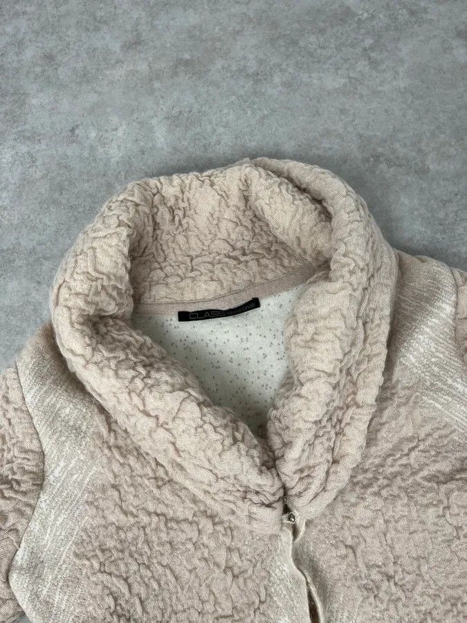 Roberto Cavalli 2000s Roberto Cavalli Wrinkled Texture Beige Long Cardigan Wrist Fur Jacket Size S / US 4 / IT 40 - 5 Thumbnail