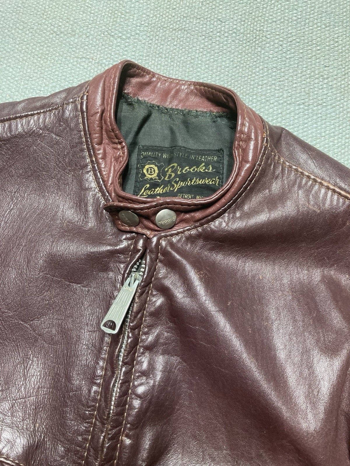 Vintage 60s brooks leather jacket cafe racer motorcycle wine 36/38? Size US S / EU 44-46 / 1 - 6 Thumbnail