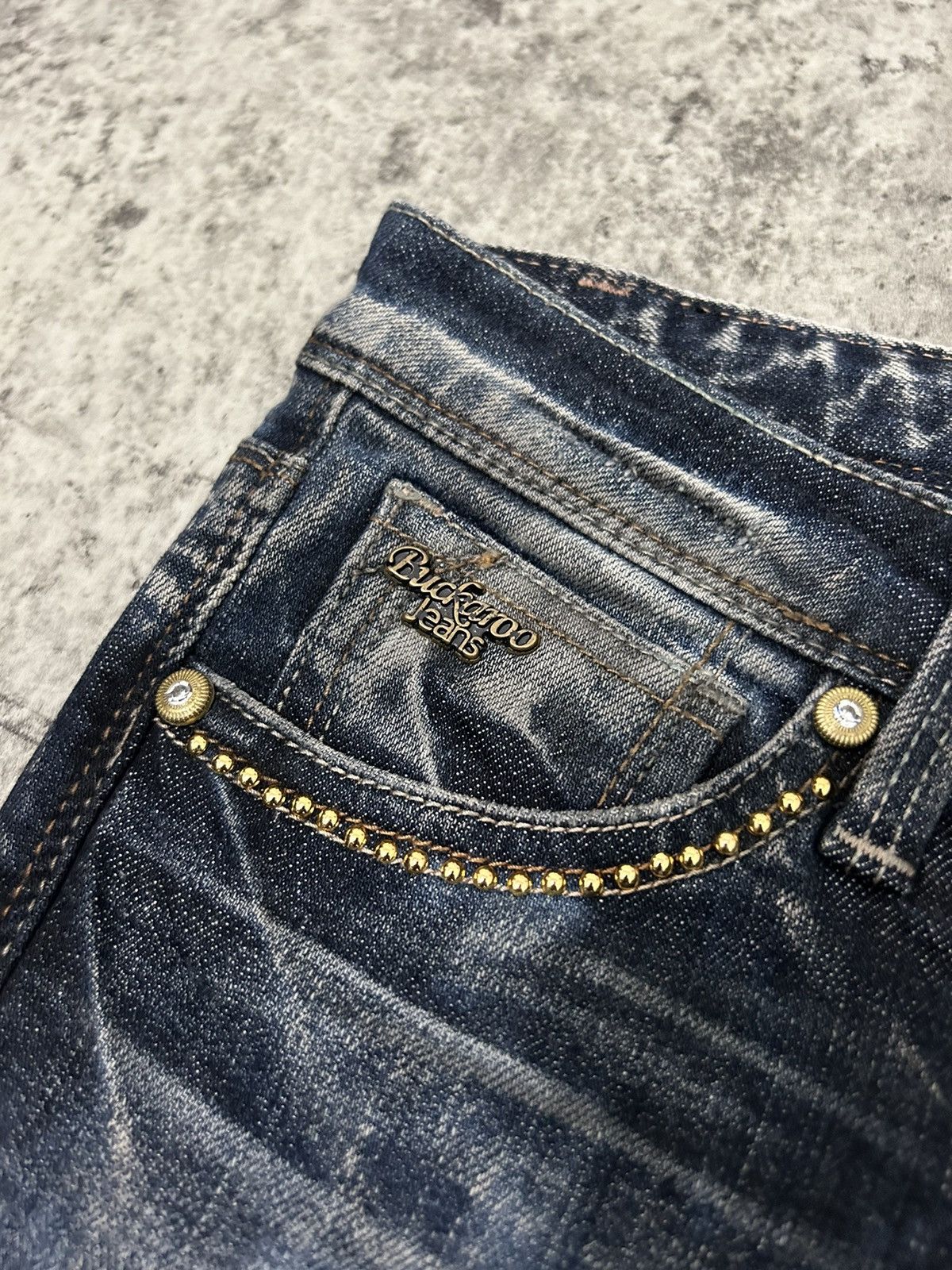 If Six Was Nine × Japanese Brand × Le Grande Bleu (L.G.B.) Buckaro Design Acid Wash Pattern Distressed Denim Pants Size 28" / US 6 / IT 42 - 9 Thumbnail