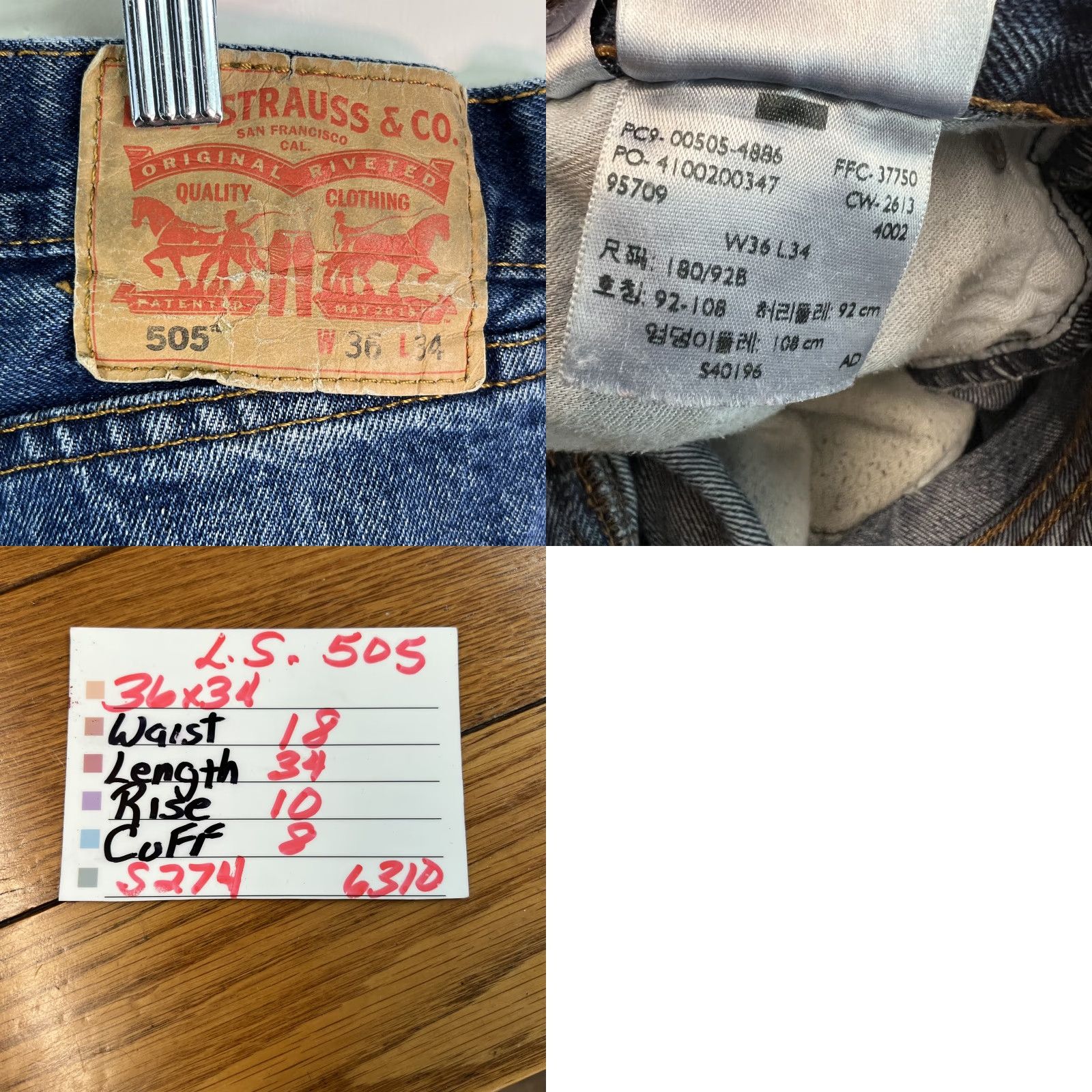 Levi's VINTAGE Levi's 505 Jeans Men's Mid Rise Straight Leg Blue Denim Size 36x34 Casual Size US 36 / EU 52 - 8 Thumbnail