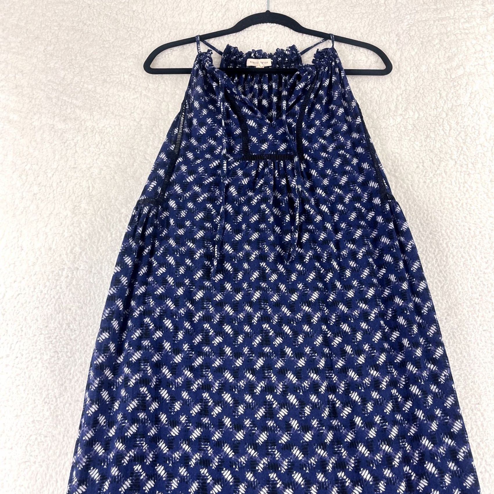 Rebecca Taylor Rebecca Taylor Maxi Dress Womens Size 4 Blue Geometric Print 100% Cotton Casual V-Neck Sleeveless Strappy Sleeve Geometric Print Long Dress Size S / US 4 / IT 40 - 2 Thumbnail