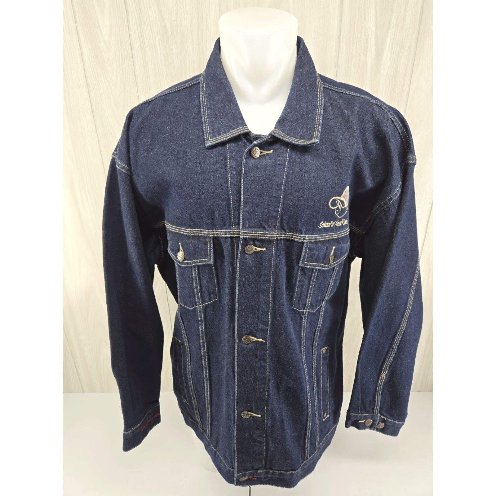 Denime VINTAGE SOHK Denim Jean Jacket Mens 2XL 90s Y2K Blue Embroidered Logo Pocket Casual Jacket Mens Size US 39 - 3 Thumbnail