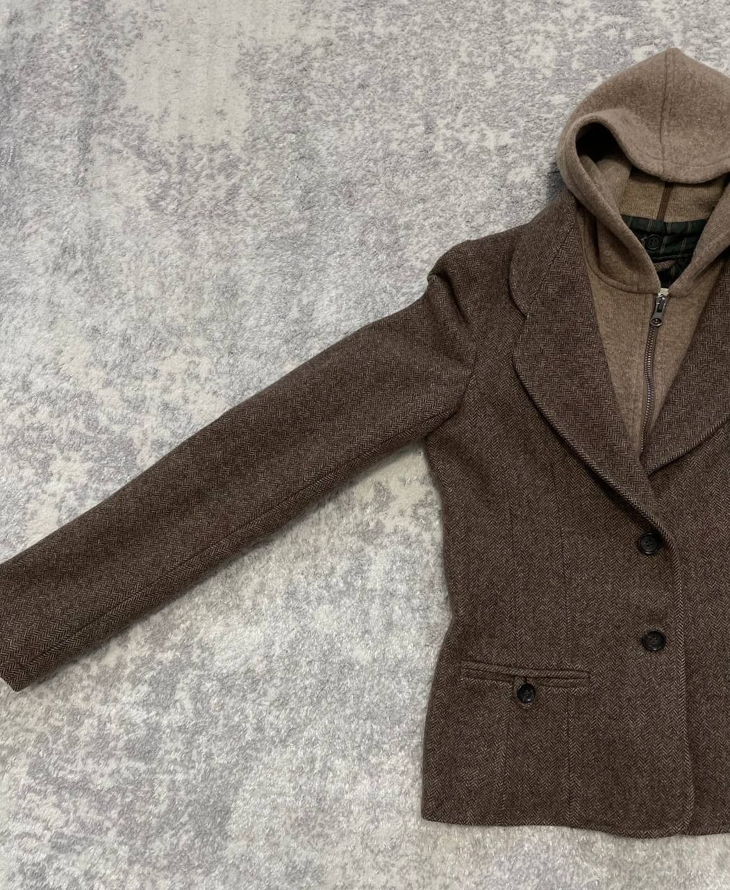 Woolrich Woolen Mills Woolrich 100% Wool Herringbone Blazer Jacket w/ Hood Italy Size XS / US 0-2 / IT 36-38 - 4 Thumbnail