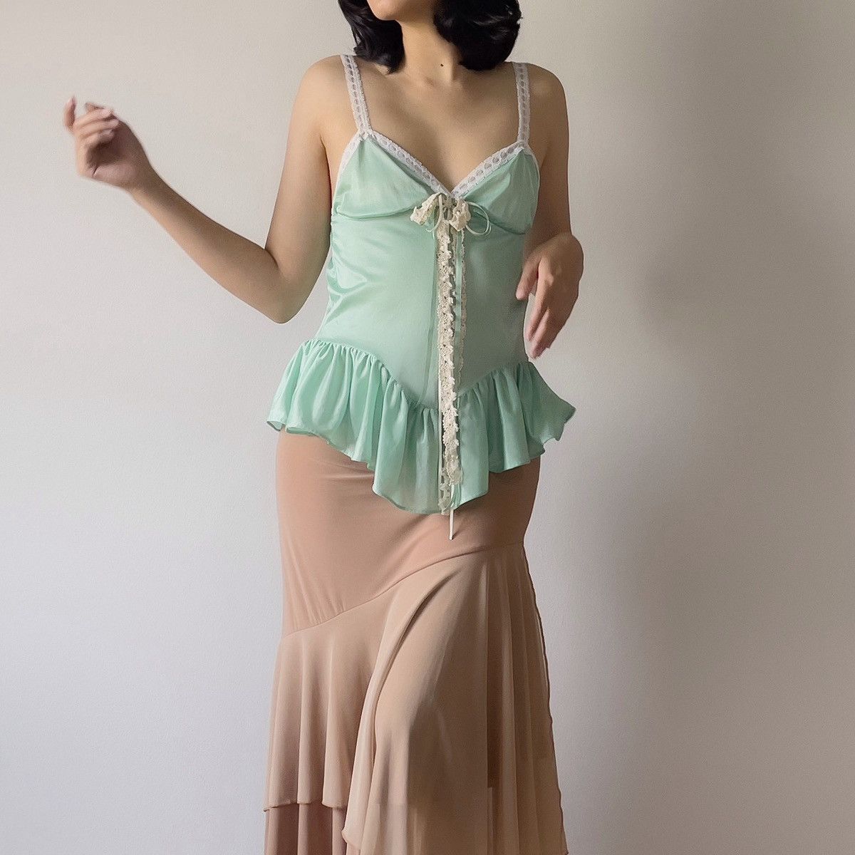 Vintage Romantic 1980's Mint Green Camisole (S-M) Size M / US 6-8 / IT 42-44 - 4 Thumbnail