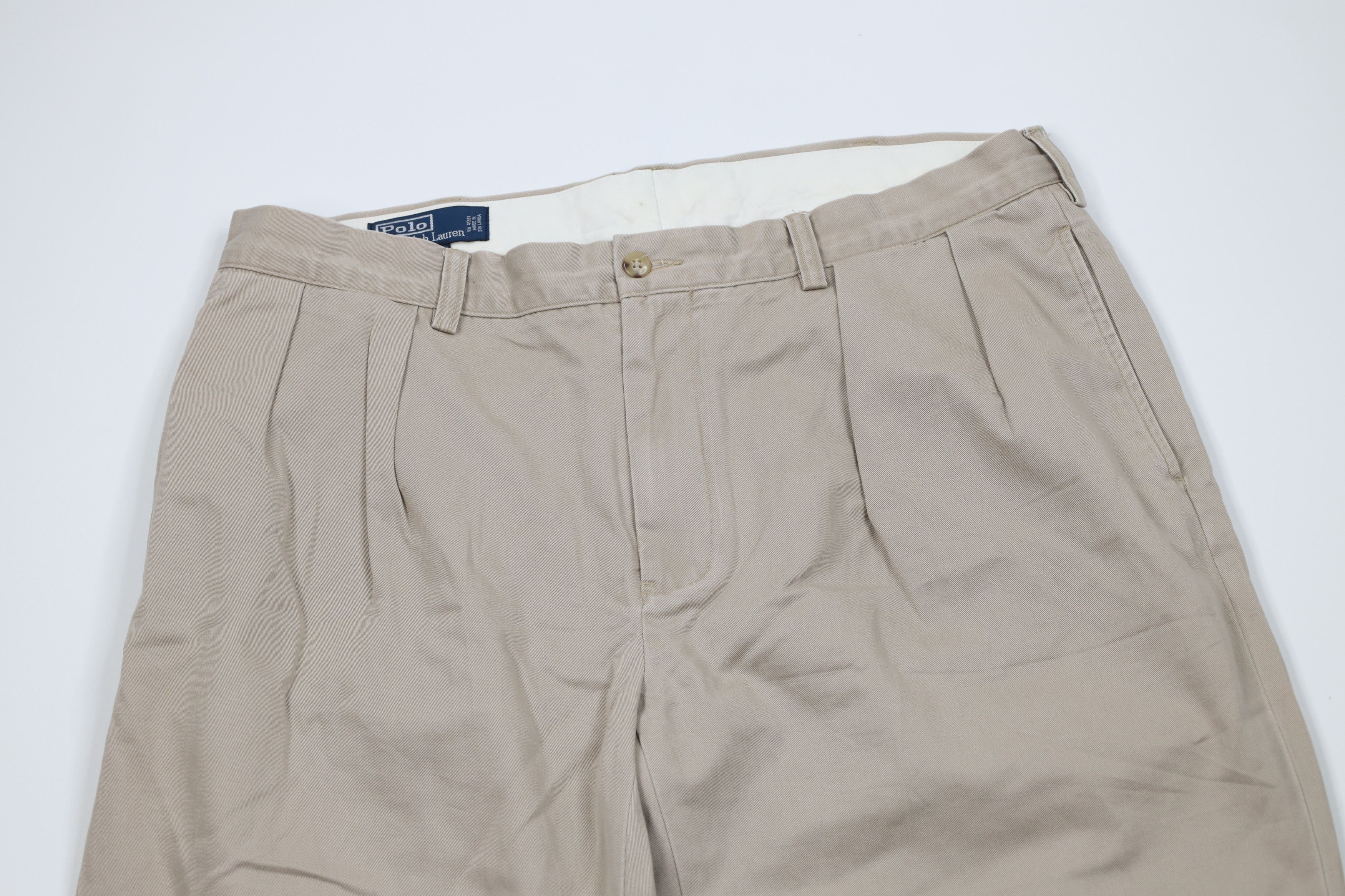 Ralph Lauren Vintage 90s Ralph Lauren Wide Leg Chino Pants Beige Cotton Size US 36 / EU 52 - 2 Thumbnail