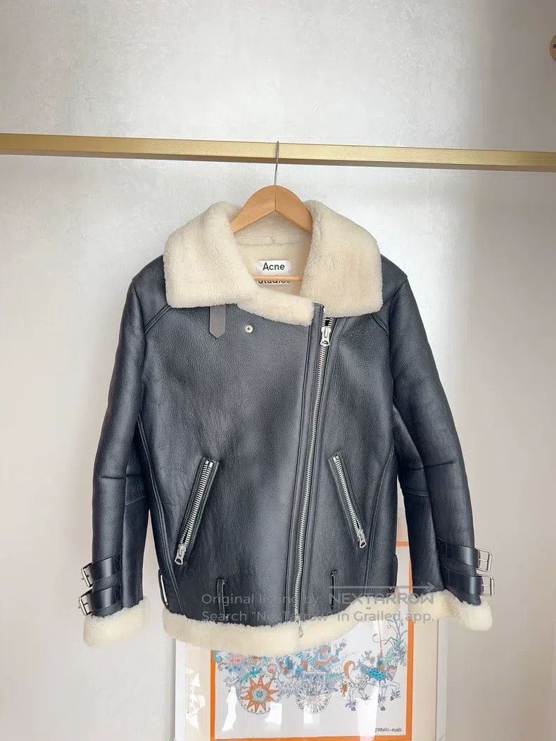 Acne Studios Acne Studios Black Leather and Fur Integrated Biker Jacket Size XXS / US 00 / IT 34 - 1 Thumbnail