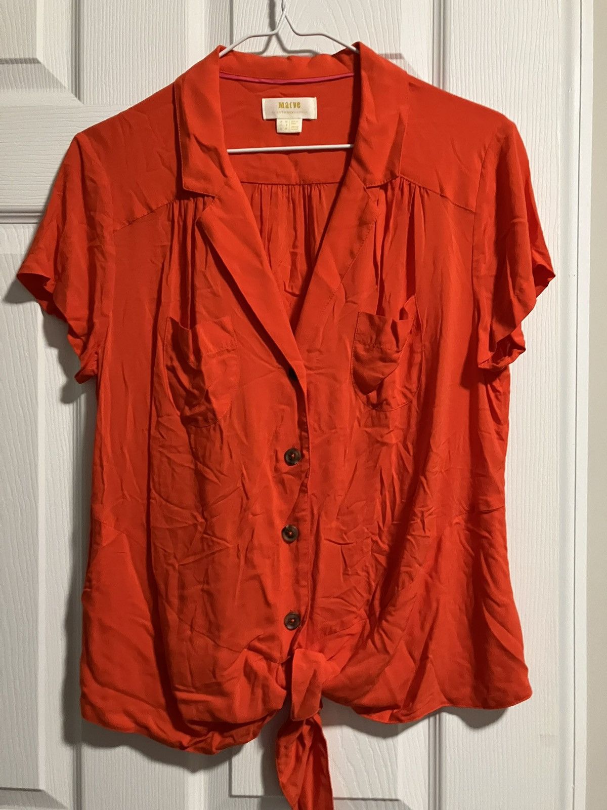 Anthropologie Anthropologie “Maeve” Collared Button Down Tie-Waist Blouse Size L / US 10 / IT 46 - 12 Thumbnail
