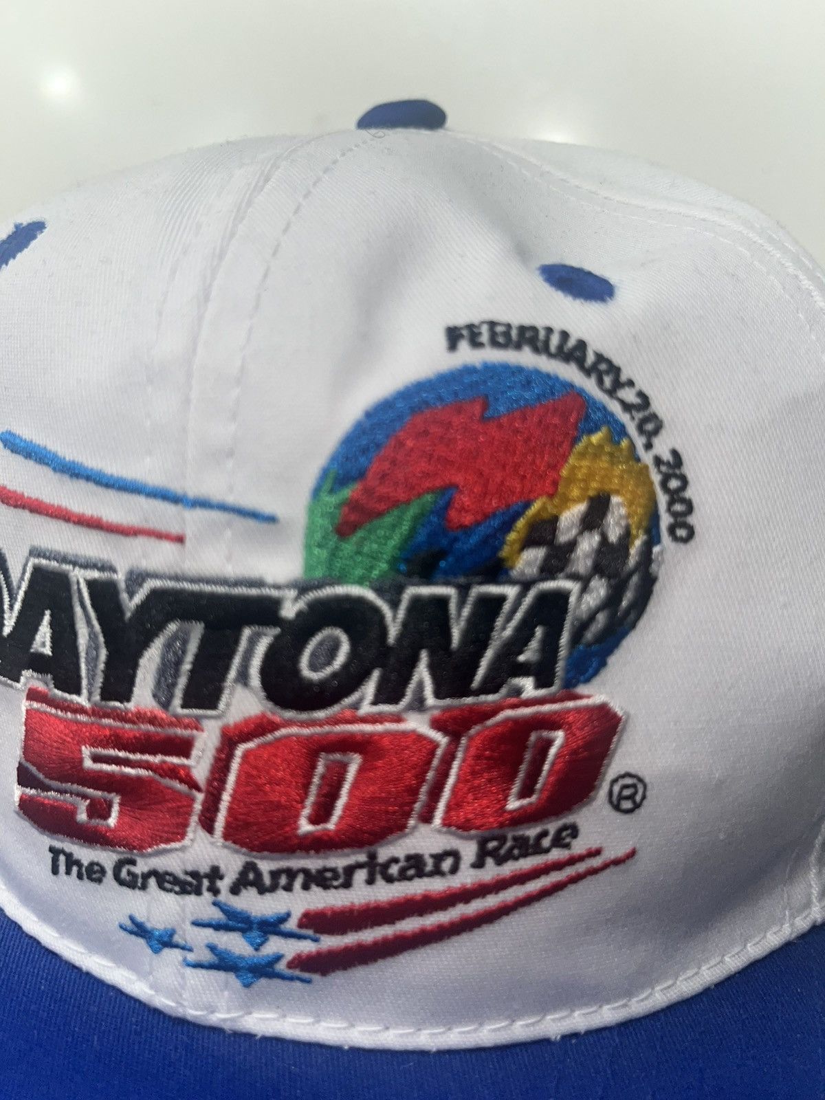 Nascar Daytona 500 White & Blue Cap w/ Embroidered Logo O/S