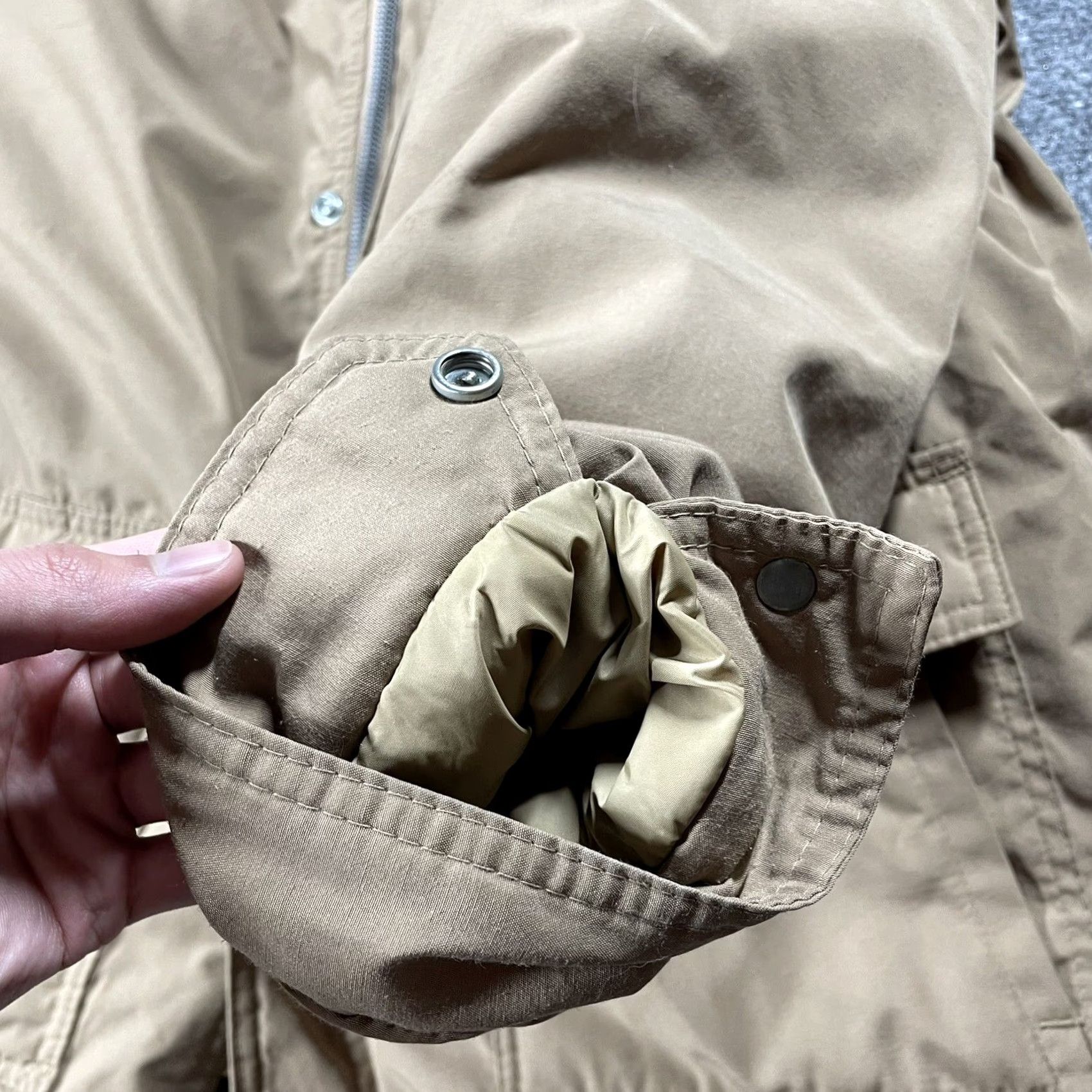 Schott VINTAGE Schott NYC Jacket Parka Hoodie Down Puffer Beige Men's XL L 70s Vintage Classic Casual Zip Hooded Quilted Nylon Down Filláticos Size US L / EU 52-54 / 3 - 7 Thumbnail